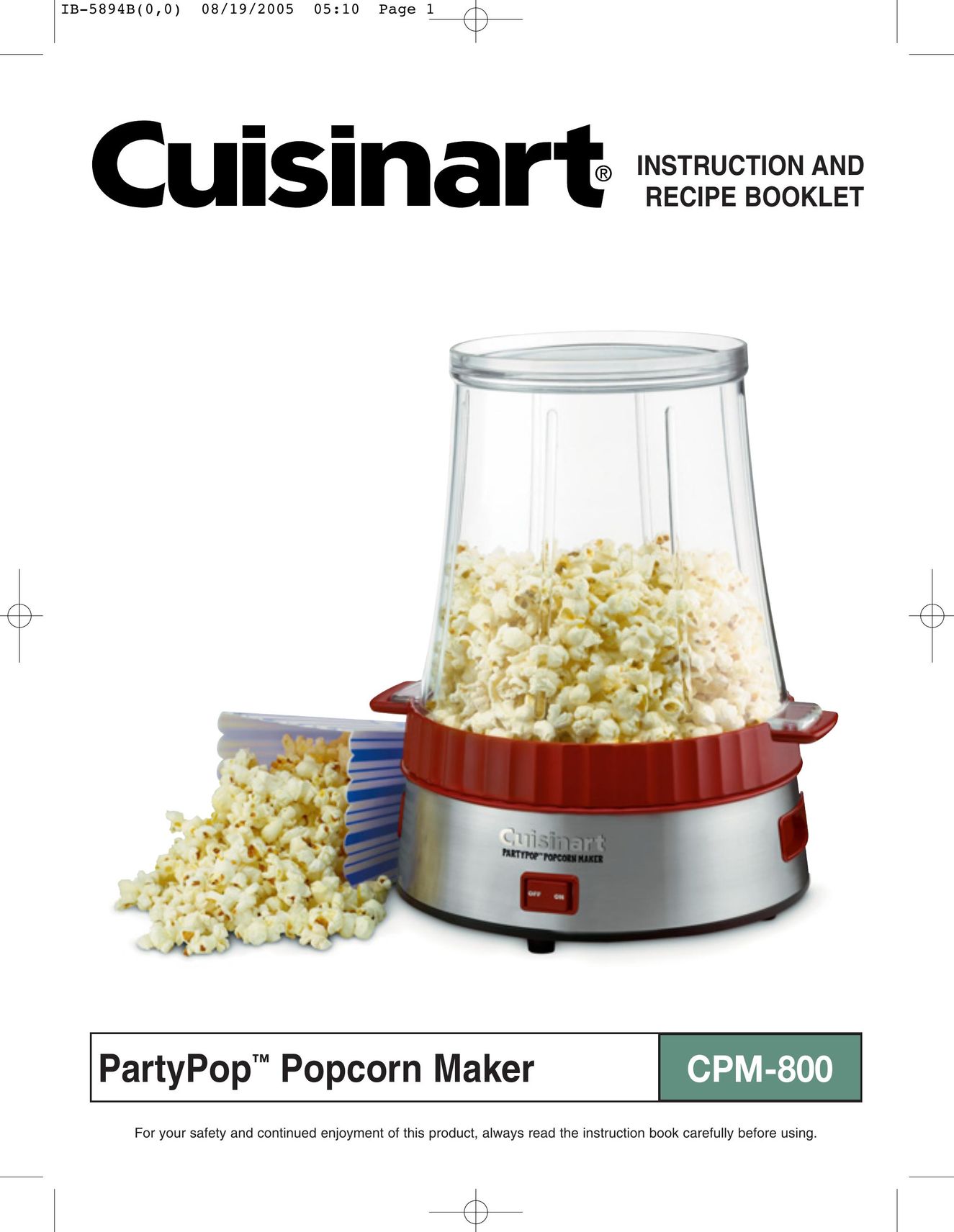 Cuisinart CPM-800 Popcorn Poppers User Manual