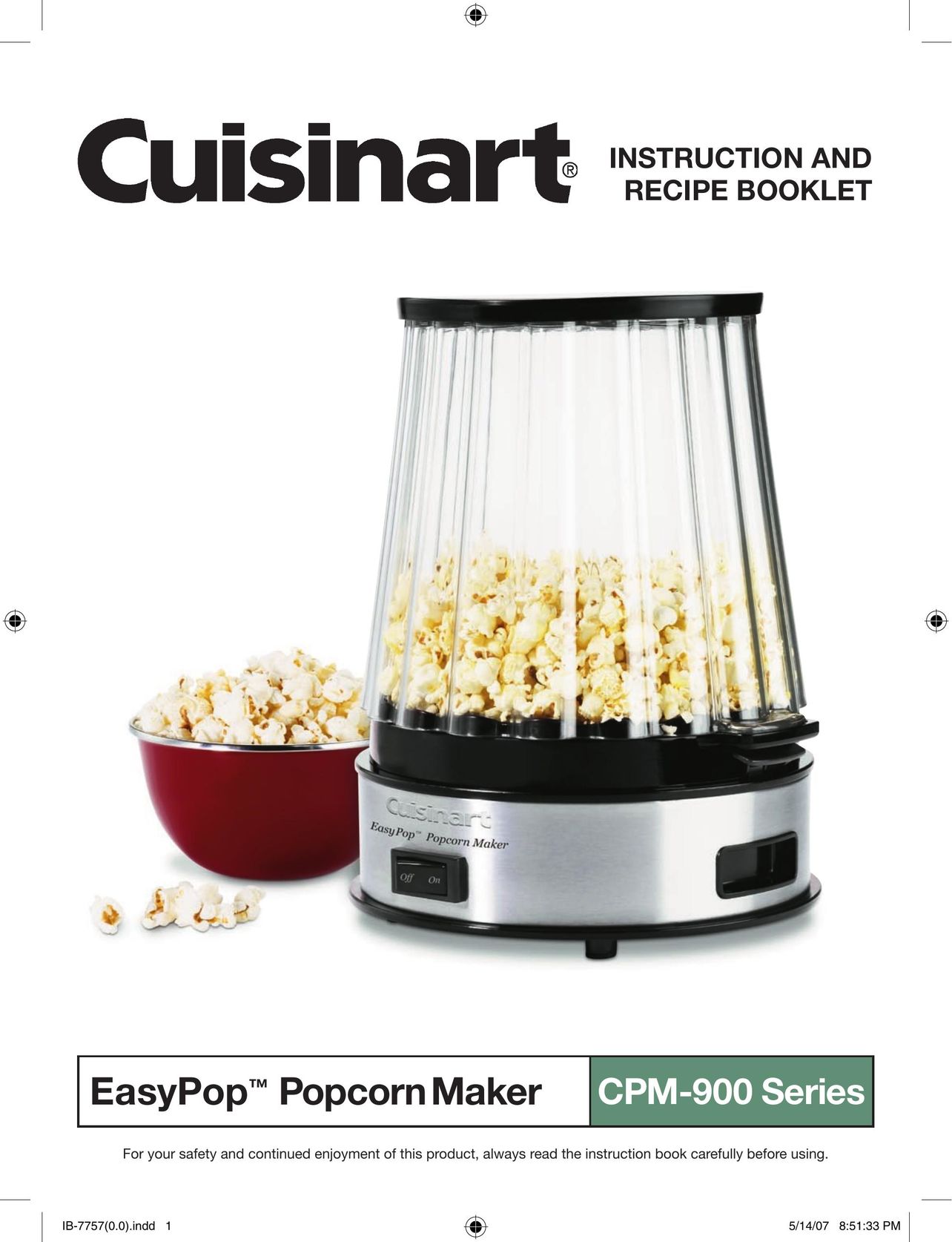 Cuisinart CPM-900 Popcorn Poppers User Manual