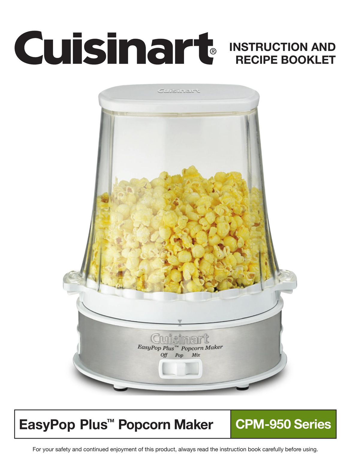 Cuisinart CPM-950 Popcorn Poppers User Manual