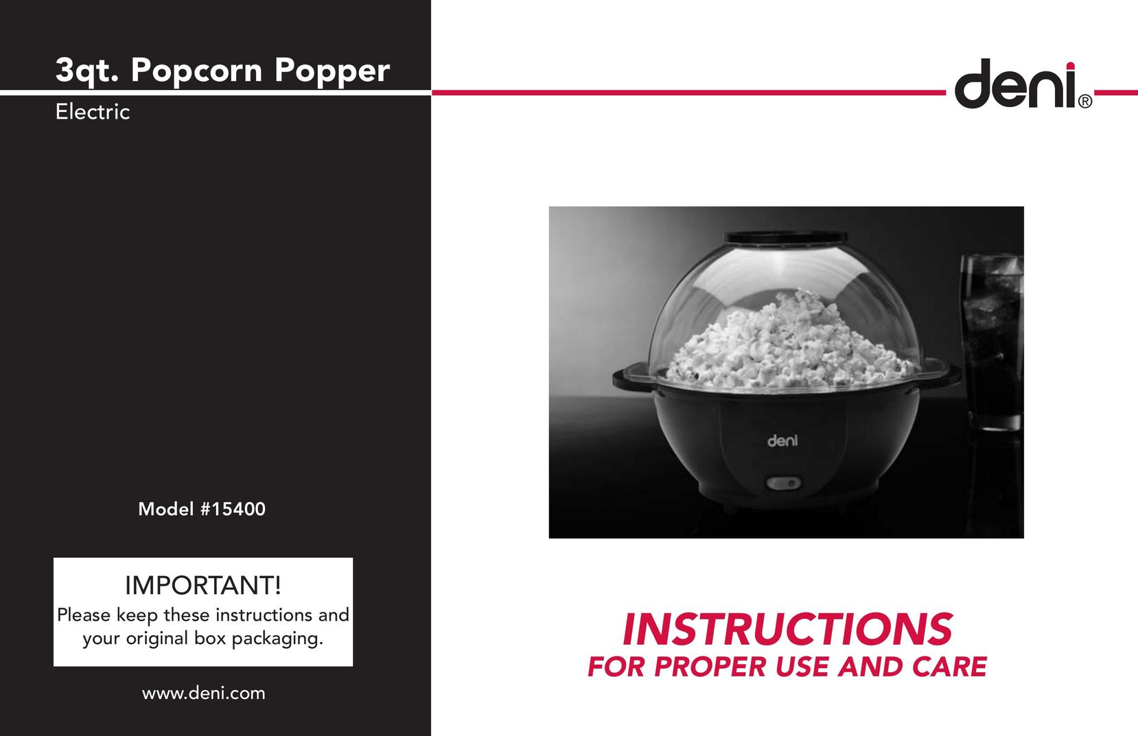 Deni 15400 Popcorn Poppers User Manual