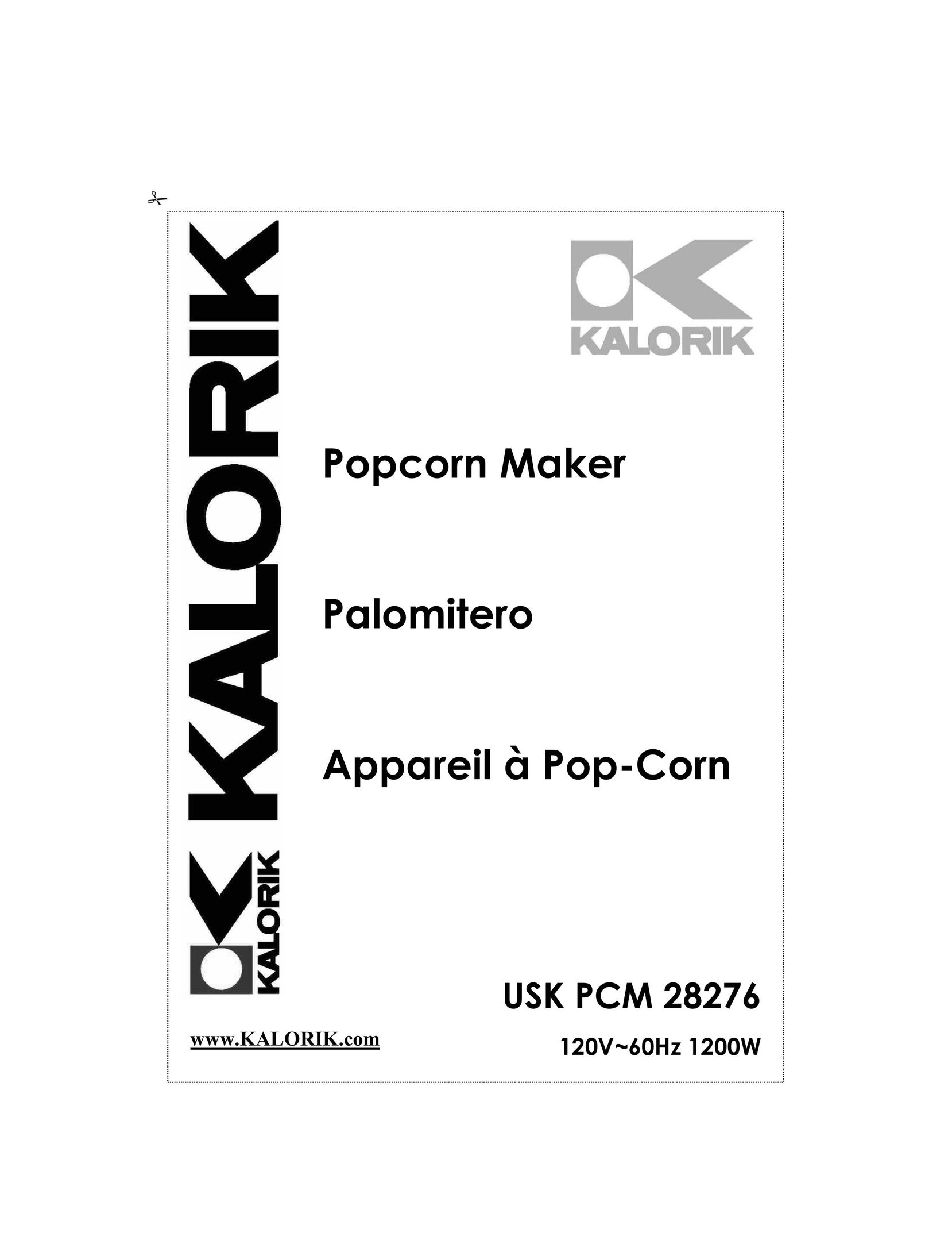 Kalorik USK PCM 28276 Popcorn Poppers User Manual