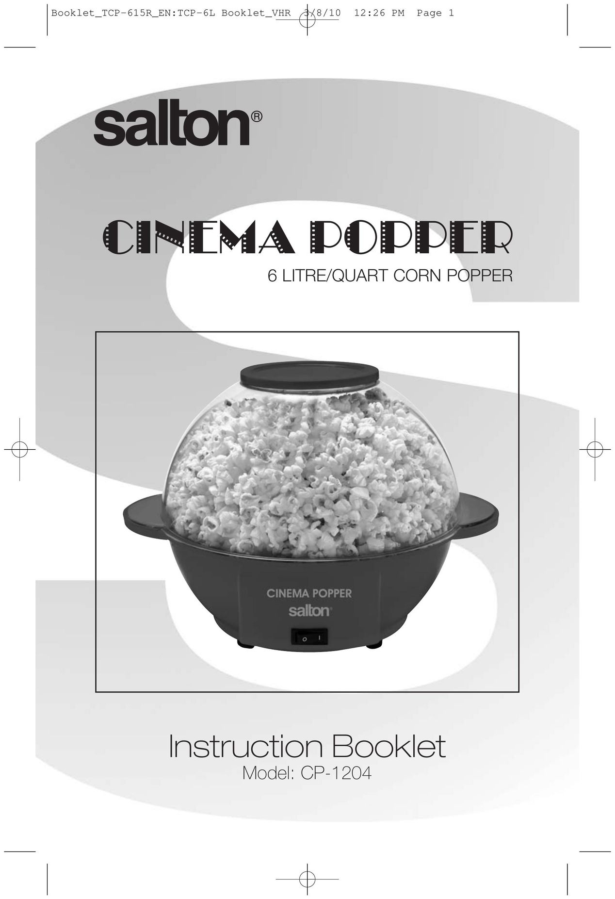 Salton CP-1204 Popcorn Poppers User Manual