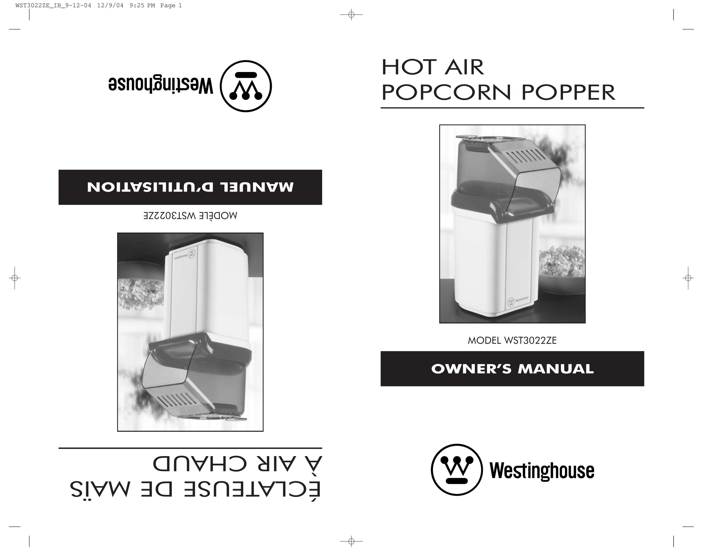 Toastmaster WST3022ZE Popcorn Poppers User Manual
