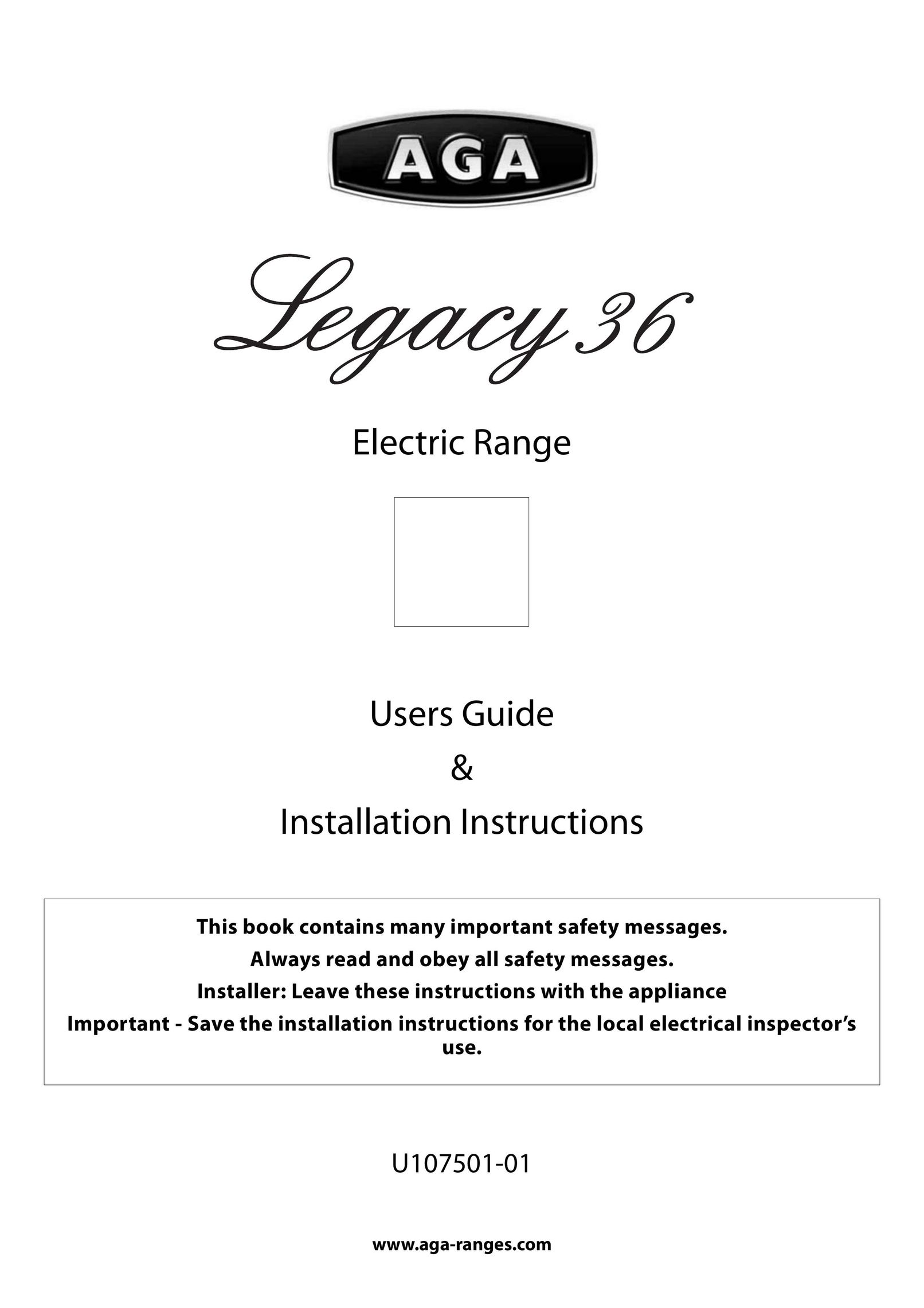 Aga Ranges U107501-01 Range User Manual