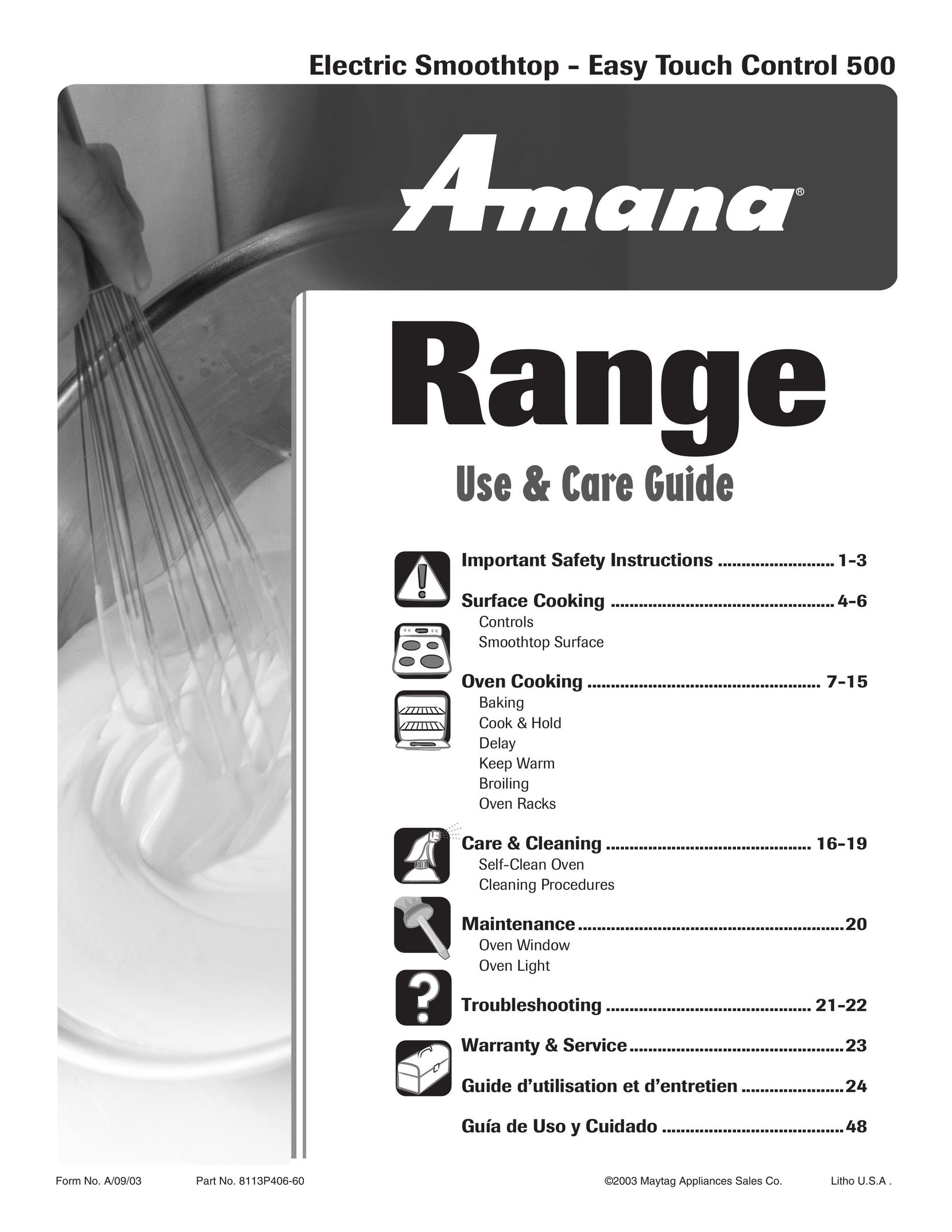 Amana 500 Range User Manual