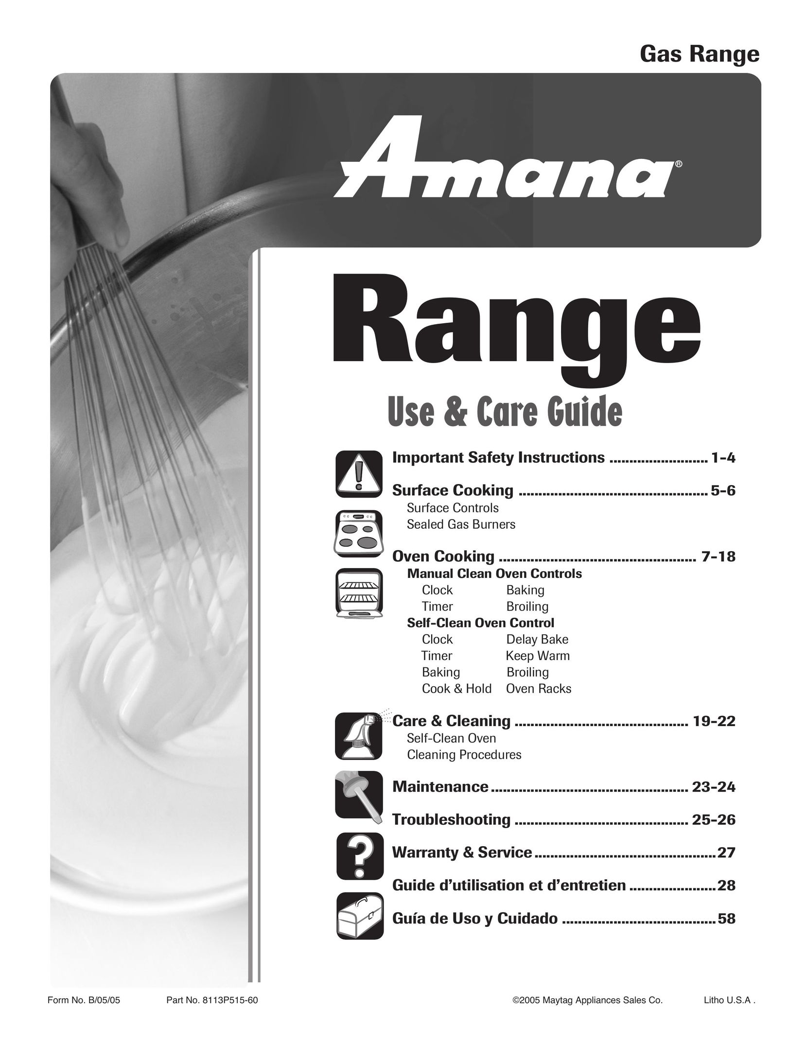 Amana 8113P515-60 Range User Manual