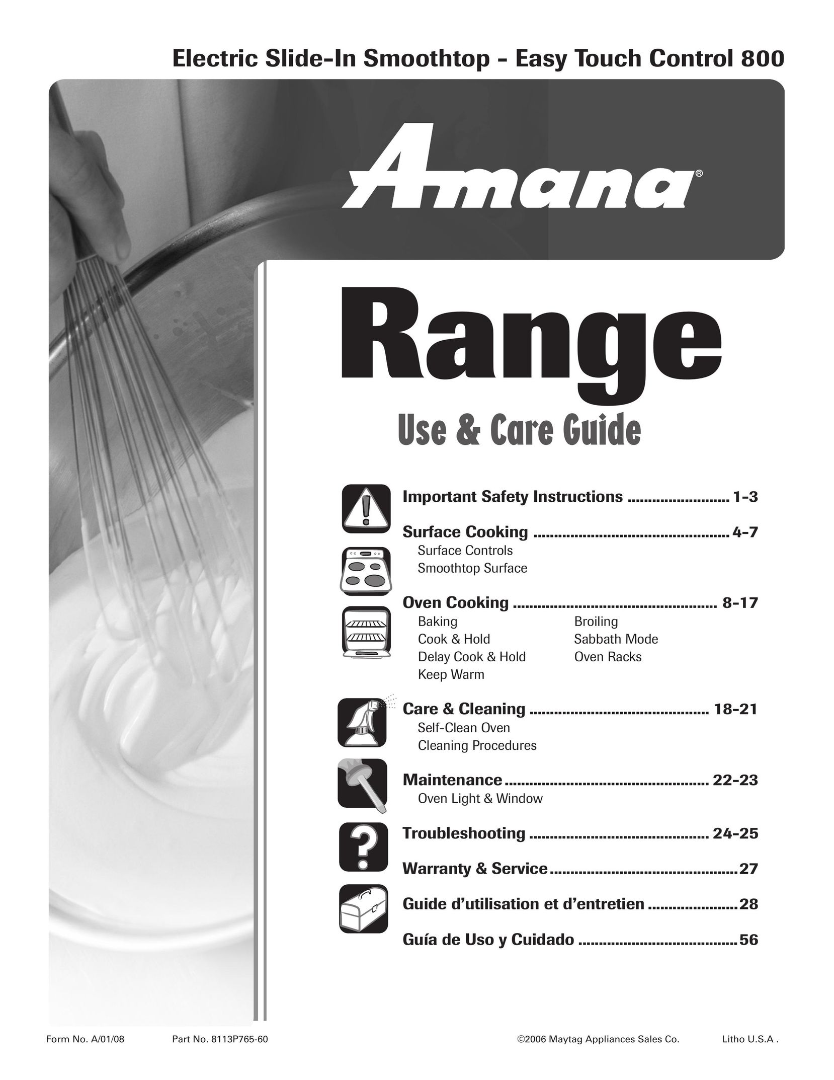 Amana 8113P765-60 Range User Manual