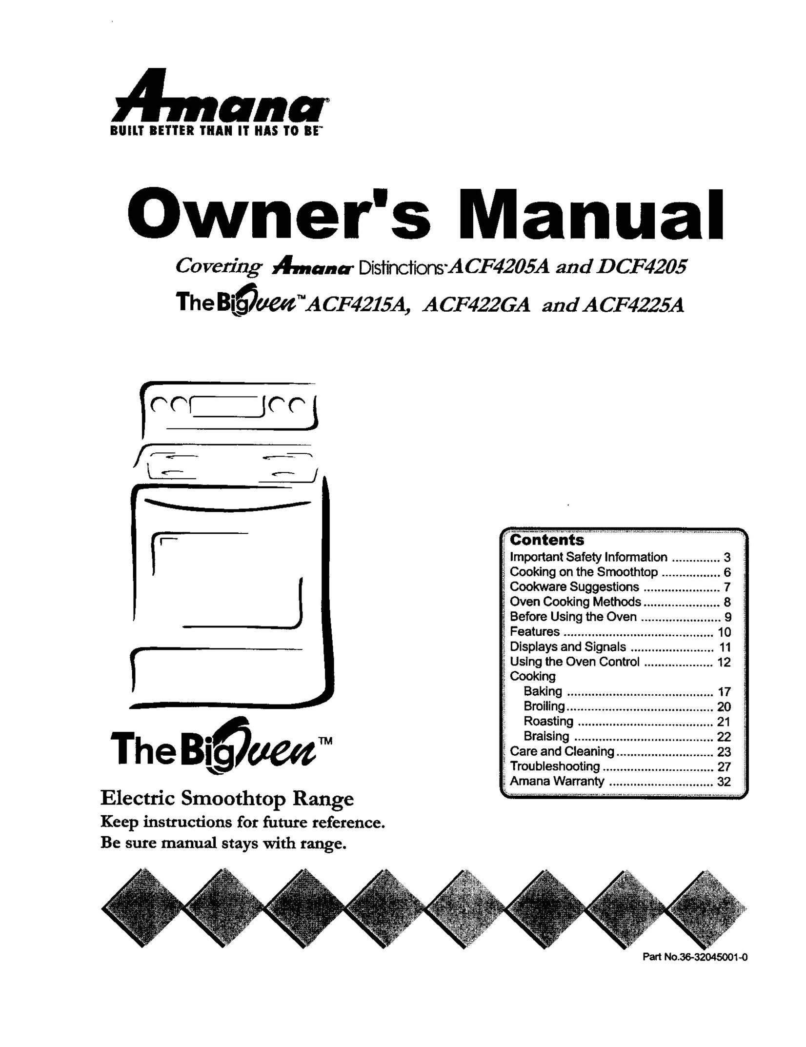 Amana ACF4205A Range User Manual