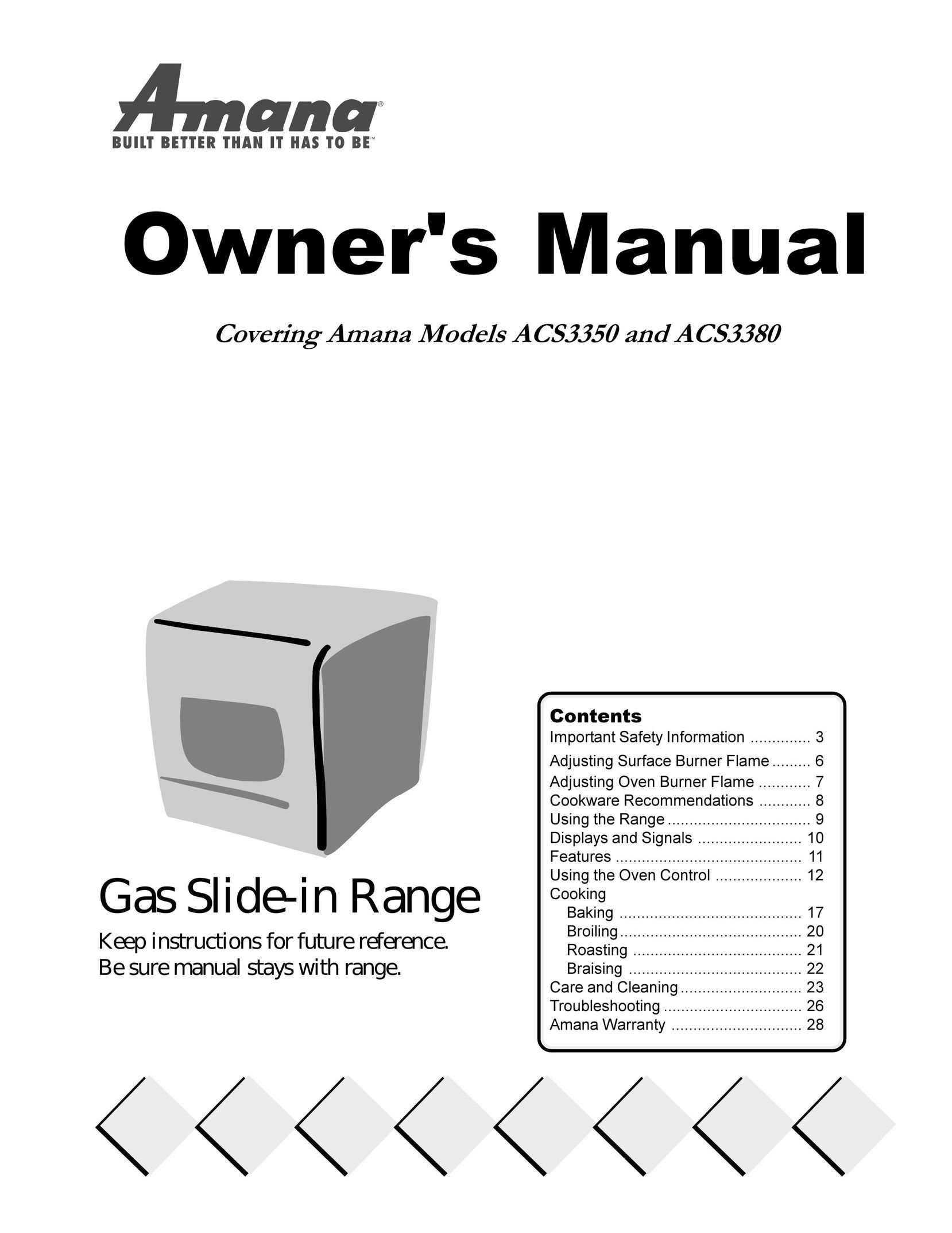 Amana ACS3380 Range User Manual