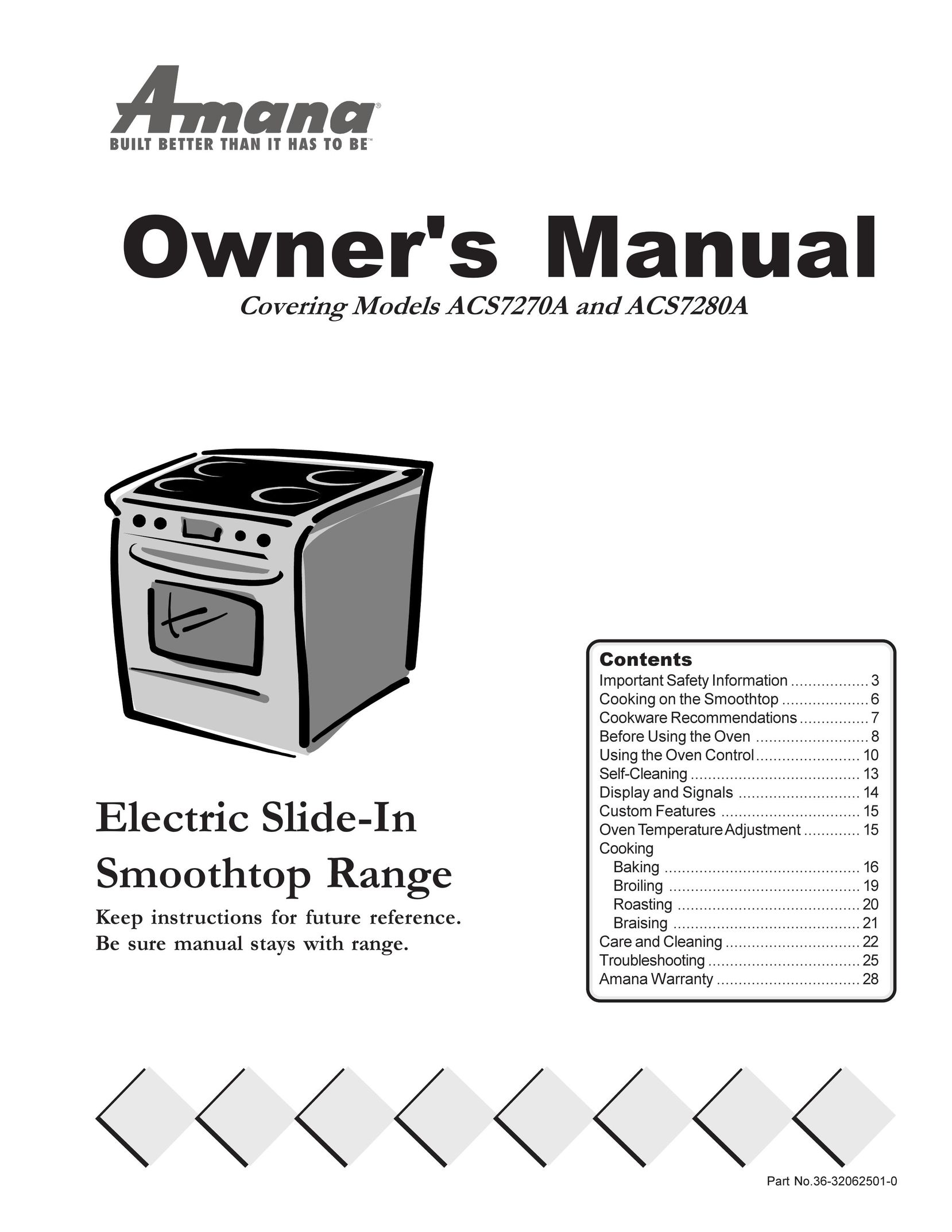 Amana ACS7280A Range User Manual