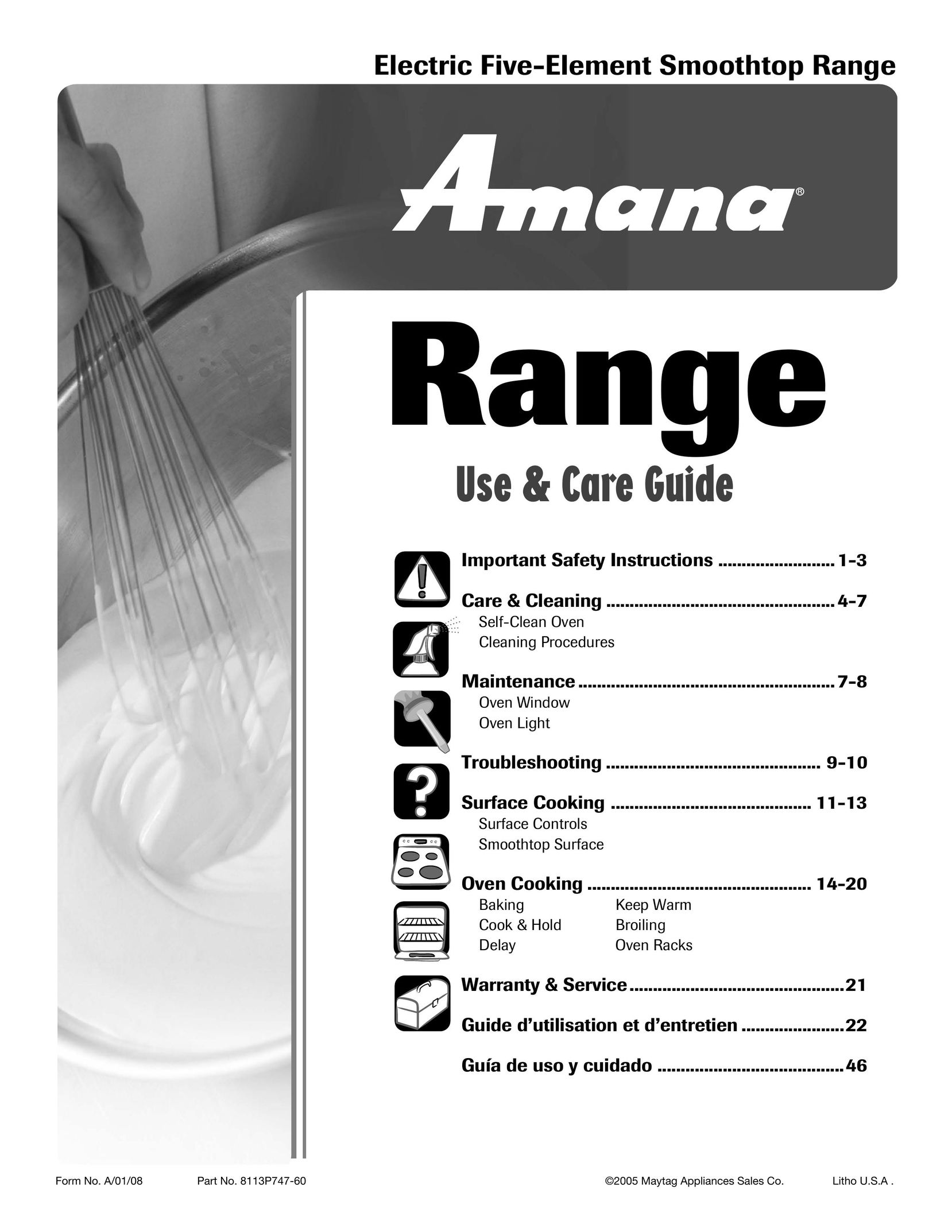 Amana AER5722CAS Range User Manual