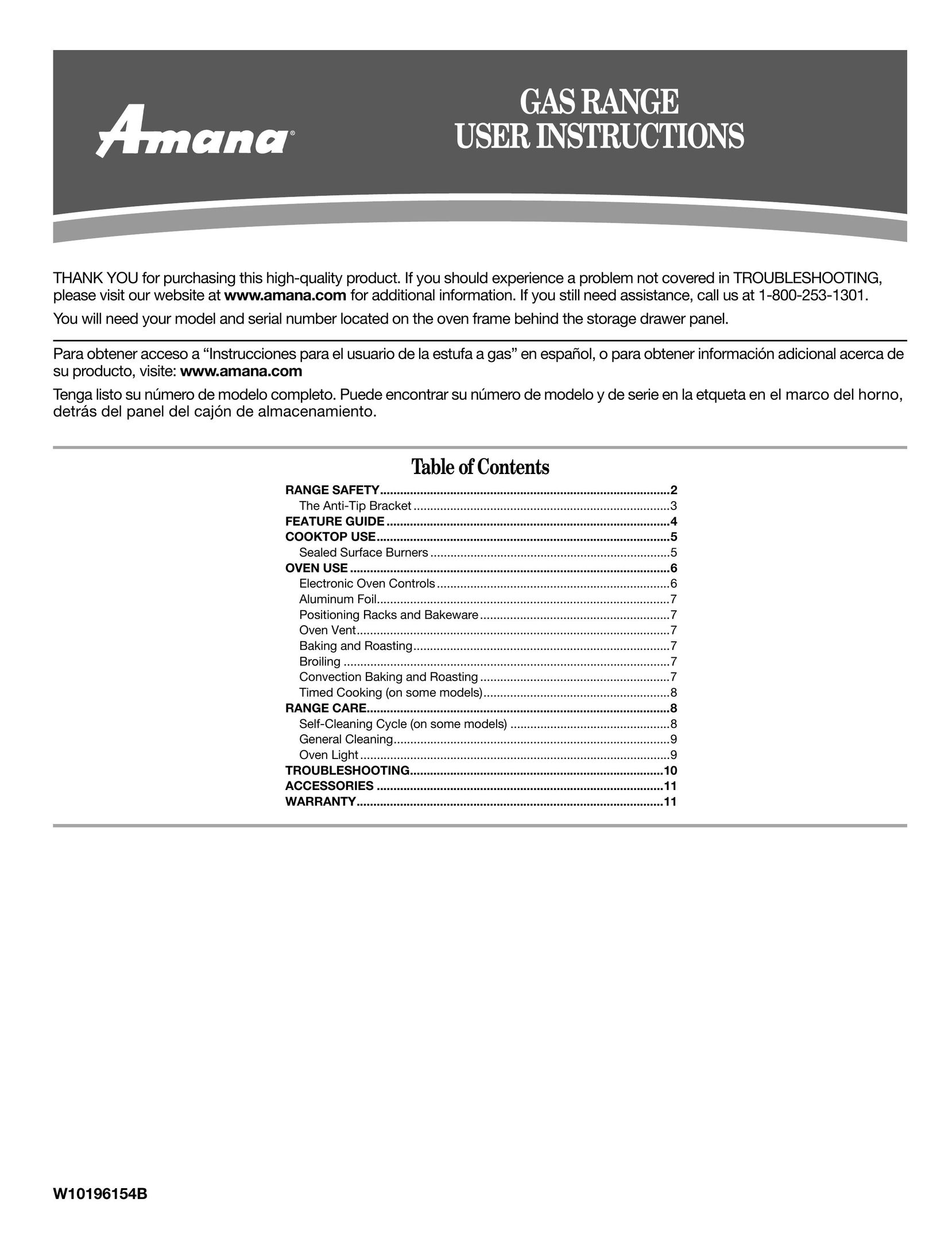 Amana AGR5844VDW Range User Manual