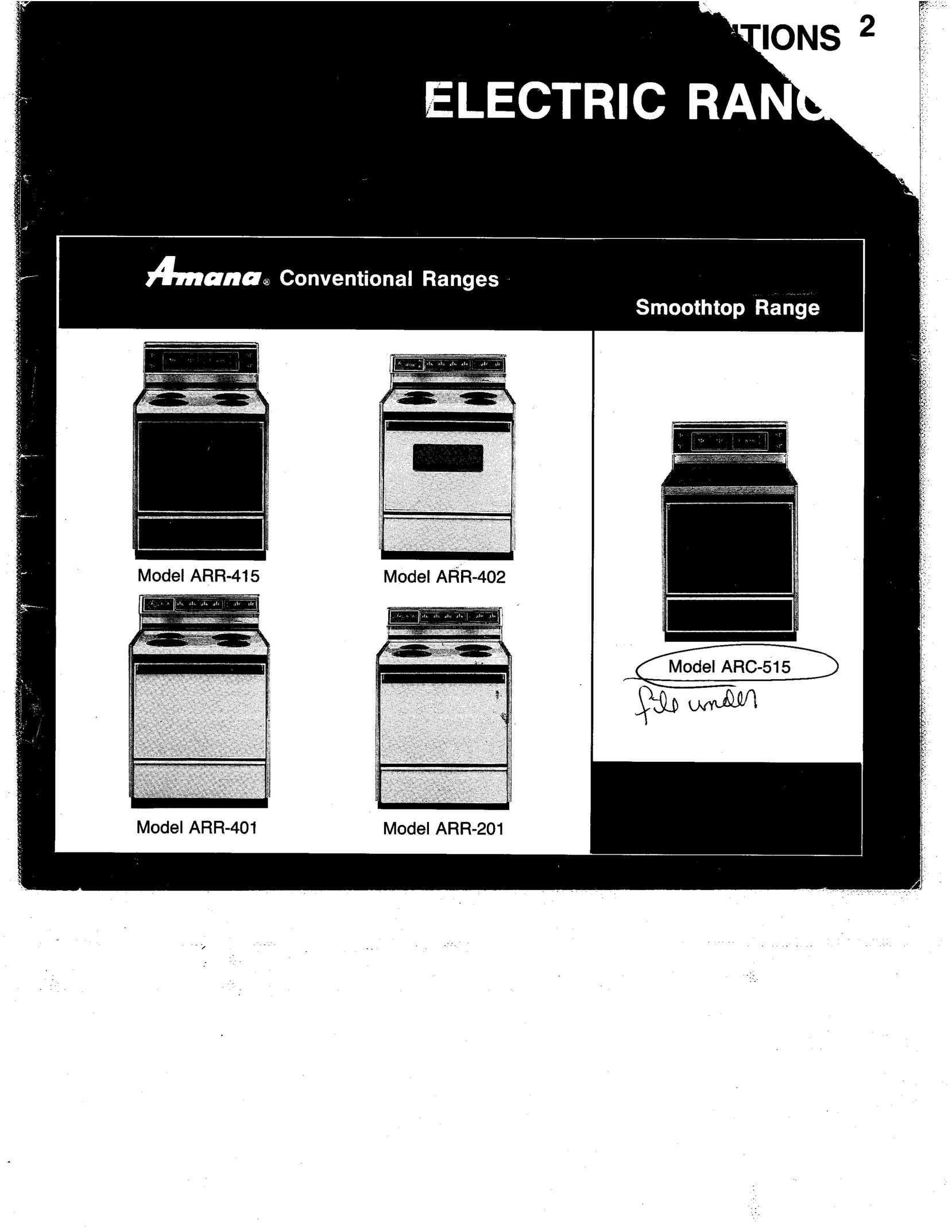 Amana Arc 515 Range User Manual