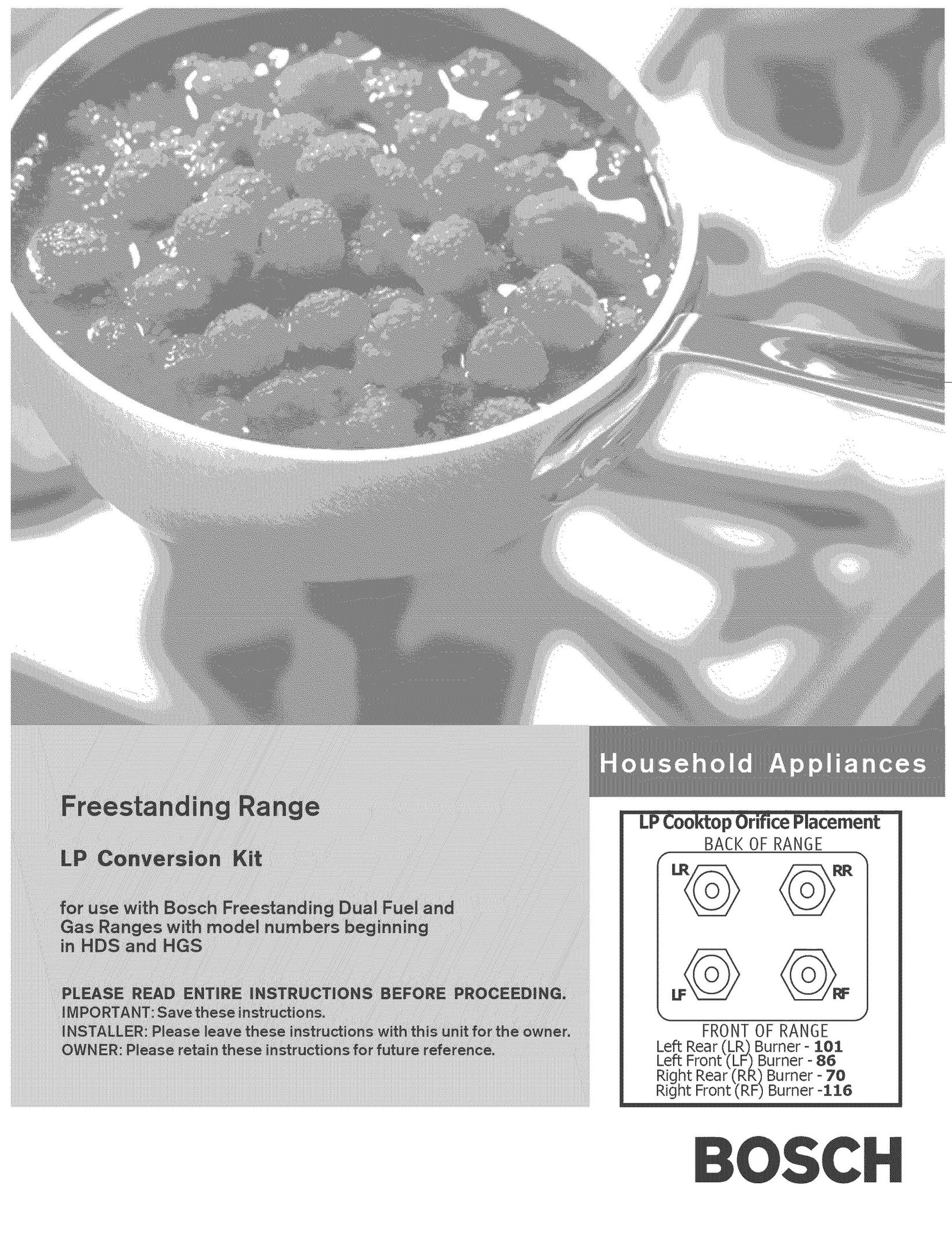 Bosch Appliances HGS232UC Range User Manual