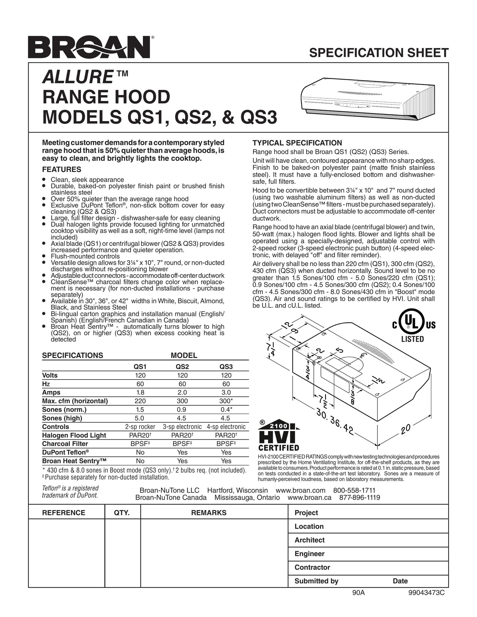 Broan QS336SS Range User Manual