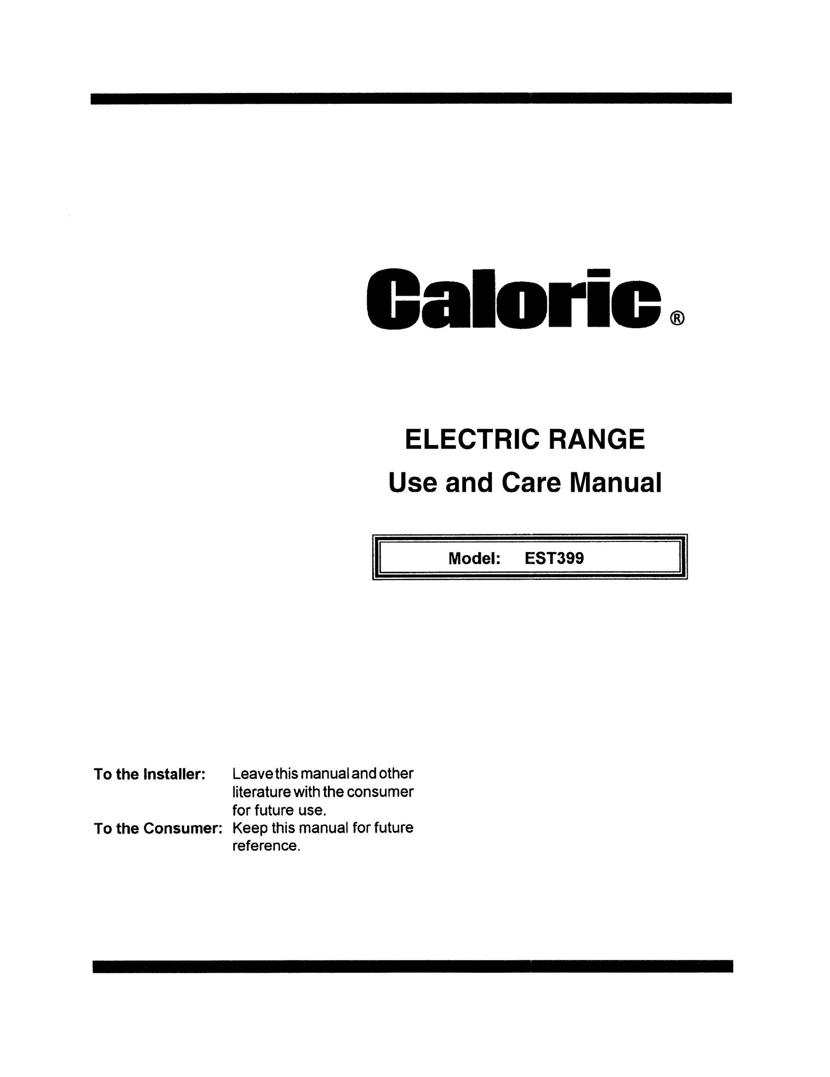Caloric EST399 Range User Manual