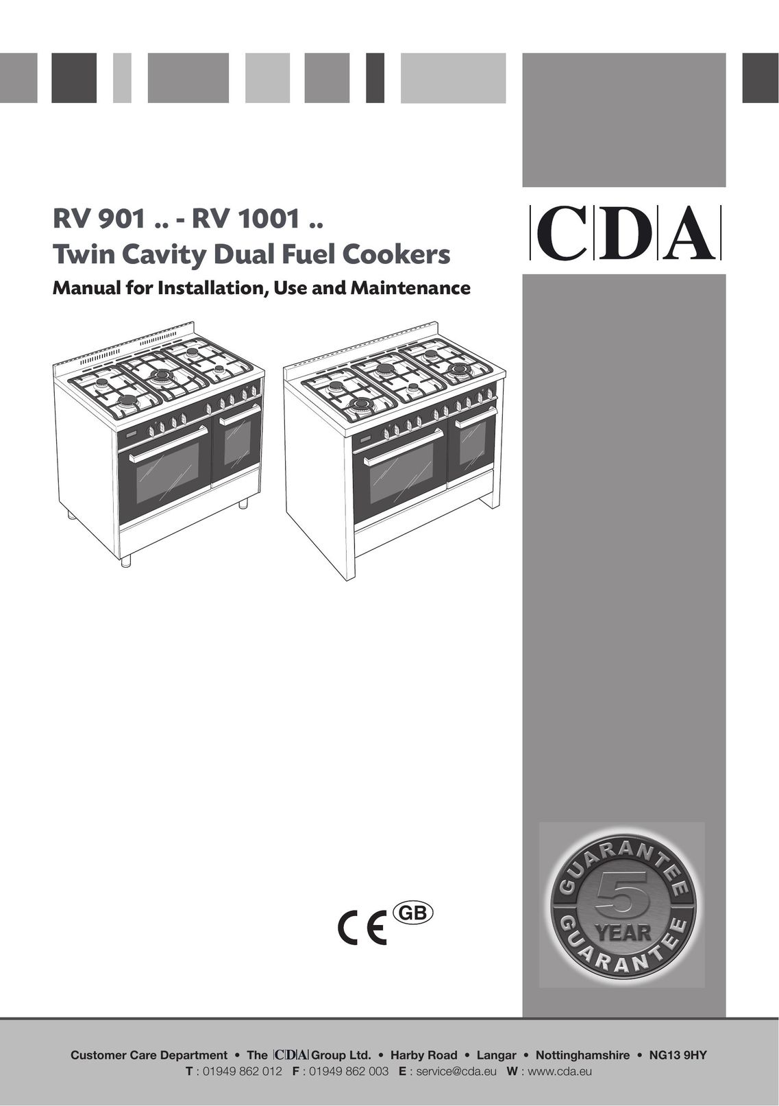 CDA RV 1001 Range User Manual
