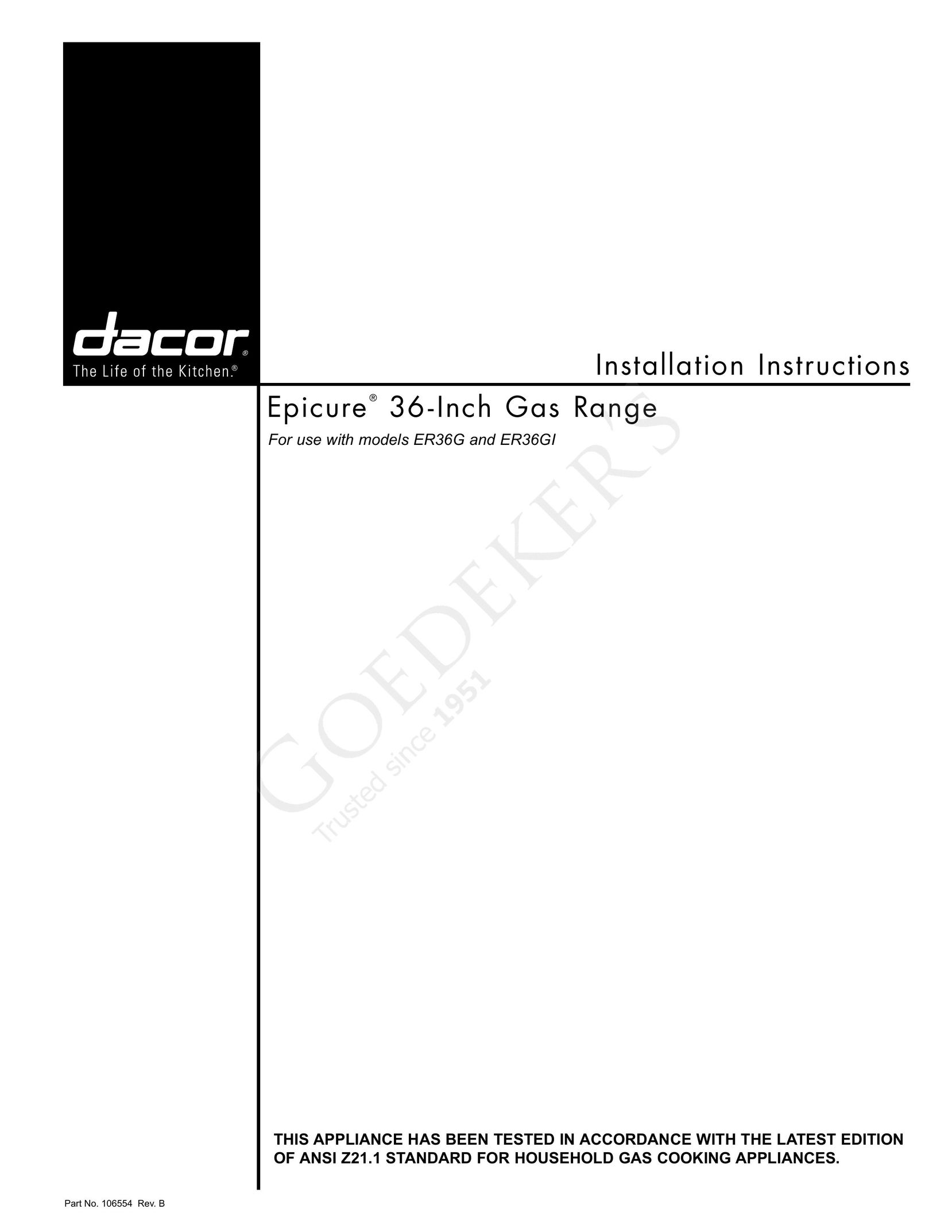 Dacor 106554 Range User Manual