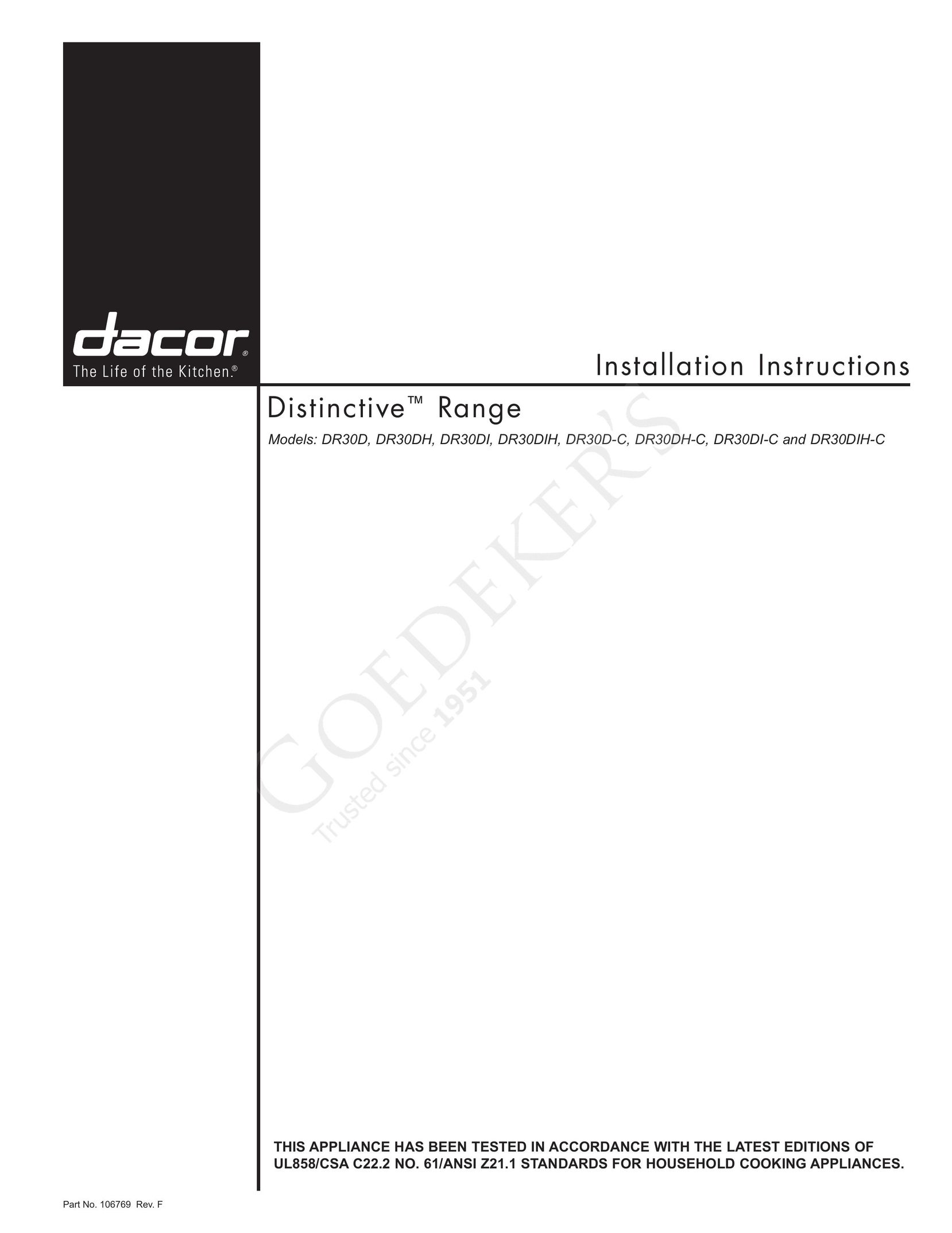 Dacor DR30DI-C Range User Manual
