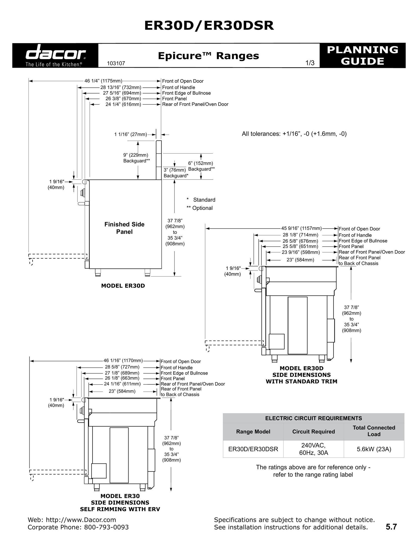 Dacor ER30DSR Range User Manual