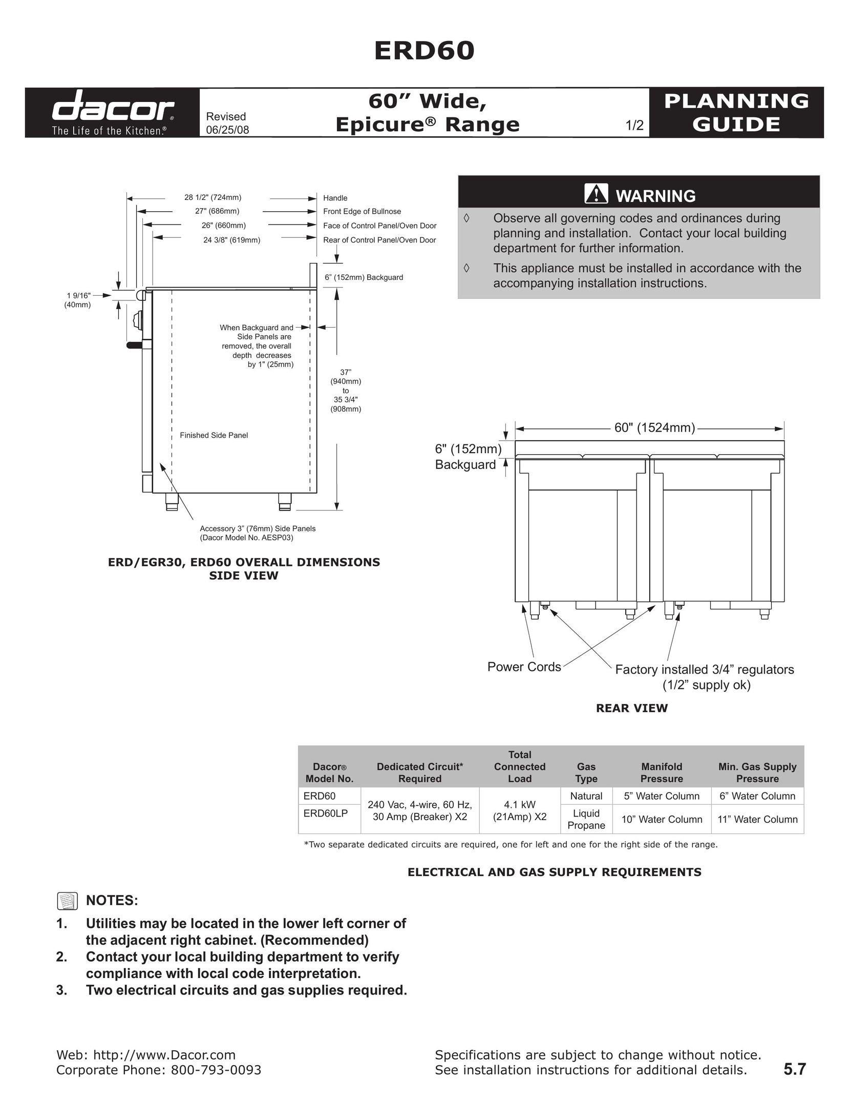 Dacor ERD30 Range User Manual