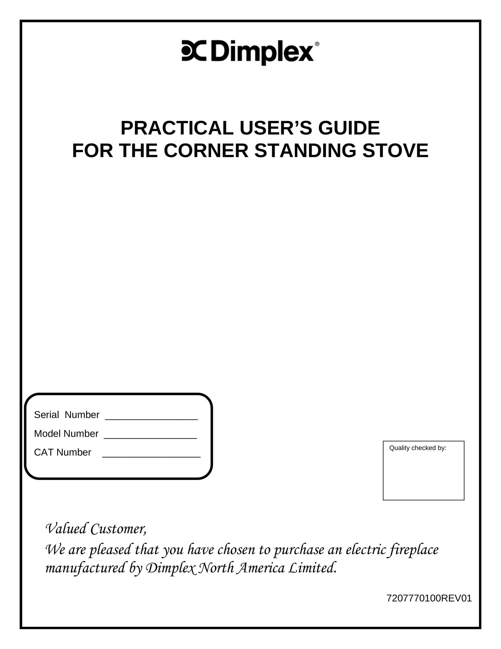 Dimplex Corner Standing Stove Range User Manual
