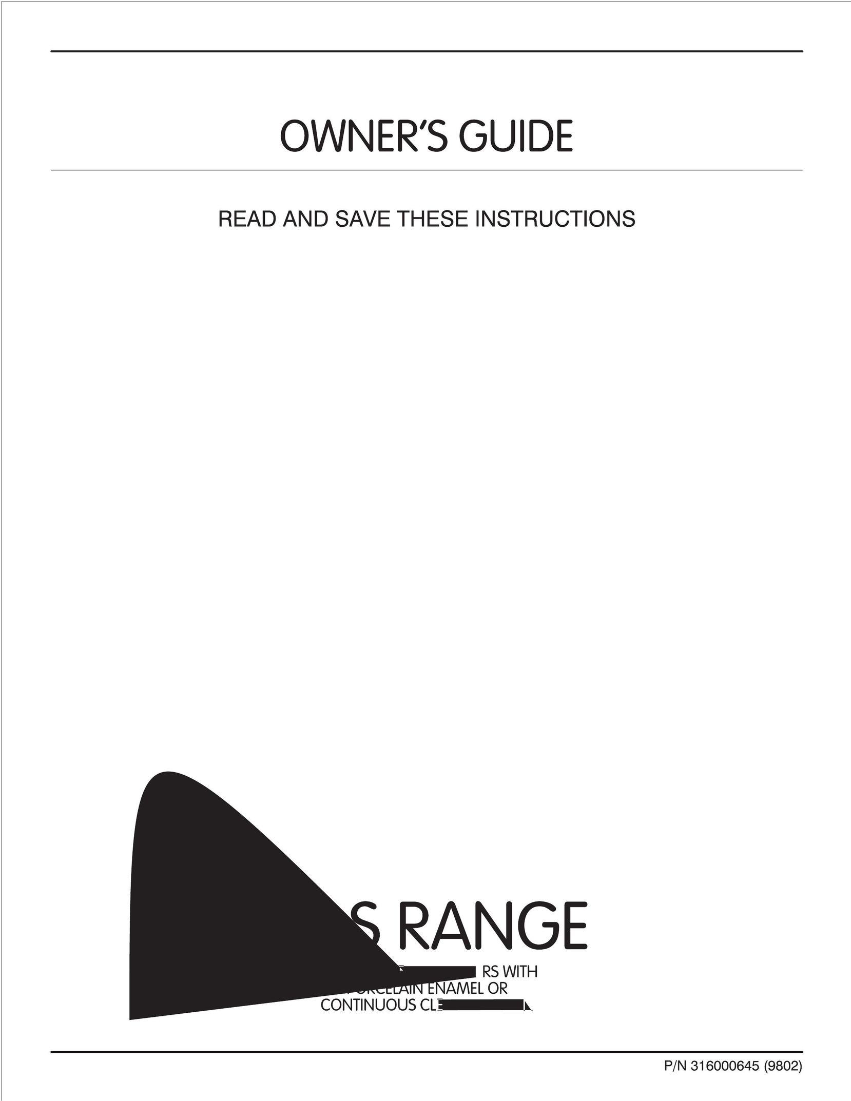Frigidaire 316000645 Range User Manual