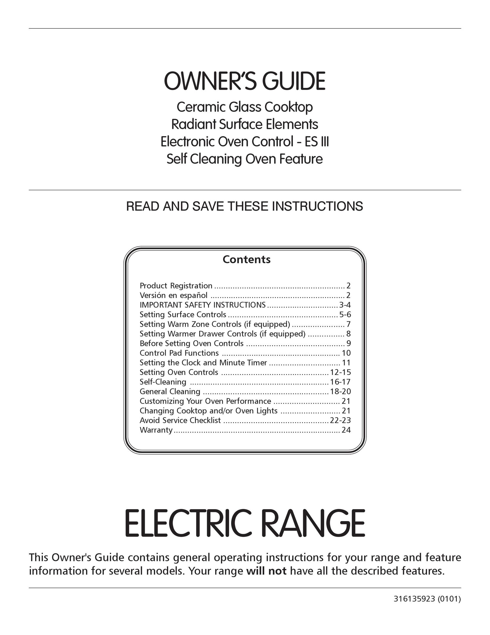 Frigidaire 316135923 Range User Manual