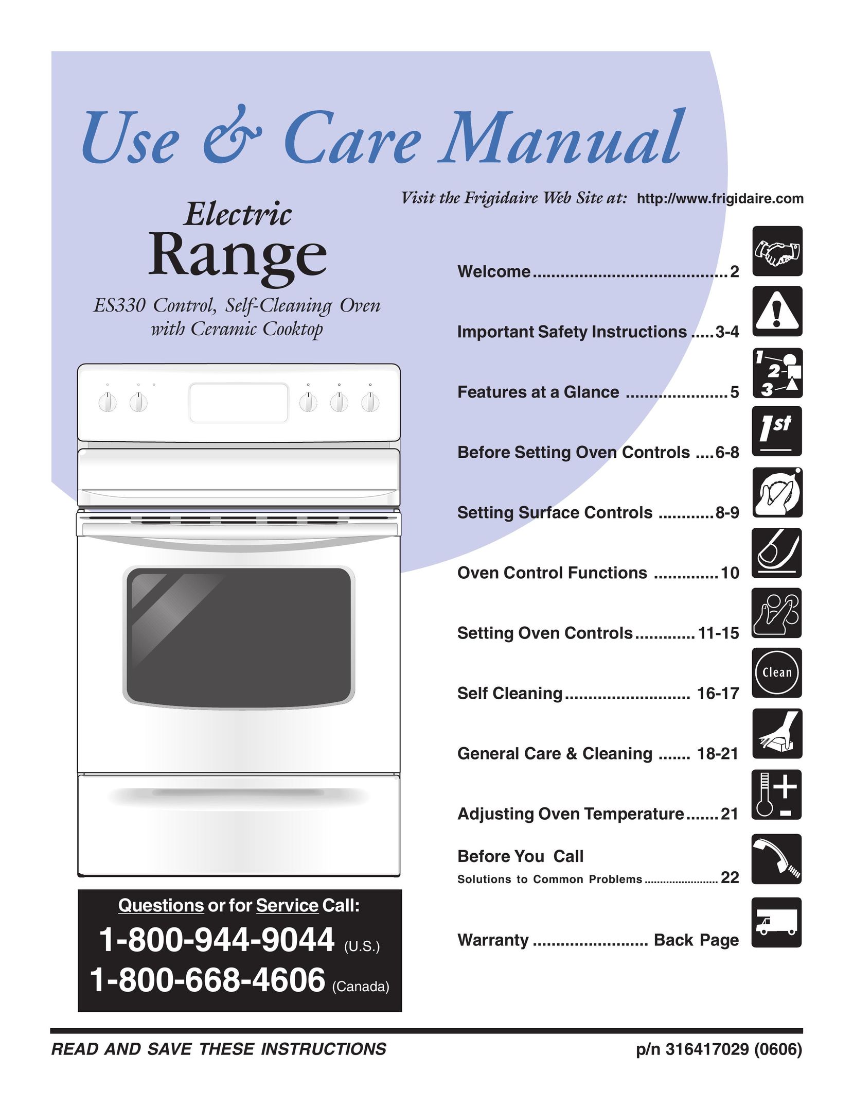 Frigidaire 316417029 Range User Manual