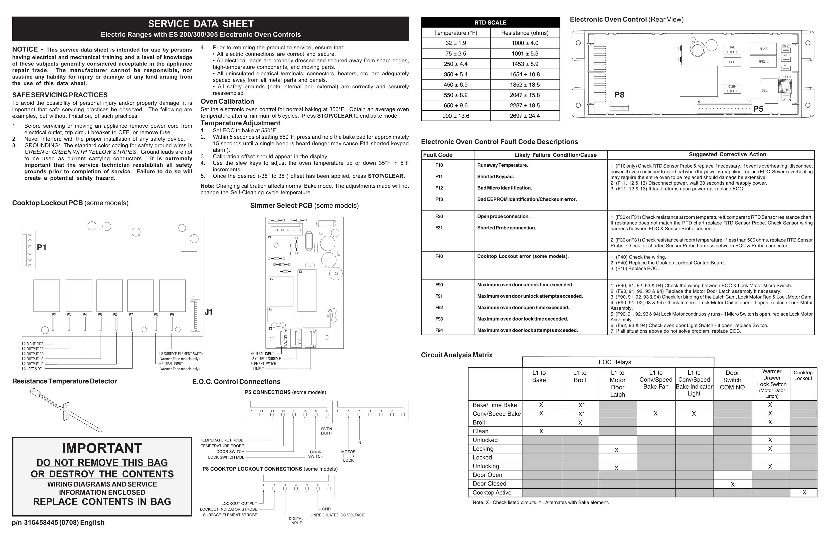 Frigidaire 316458445 Range User Manual