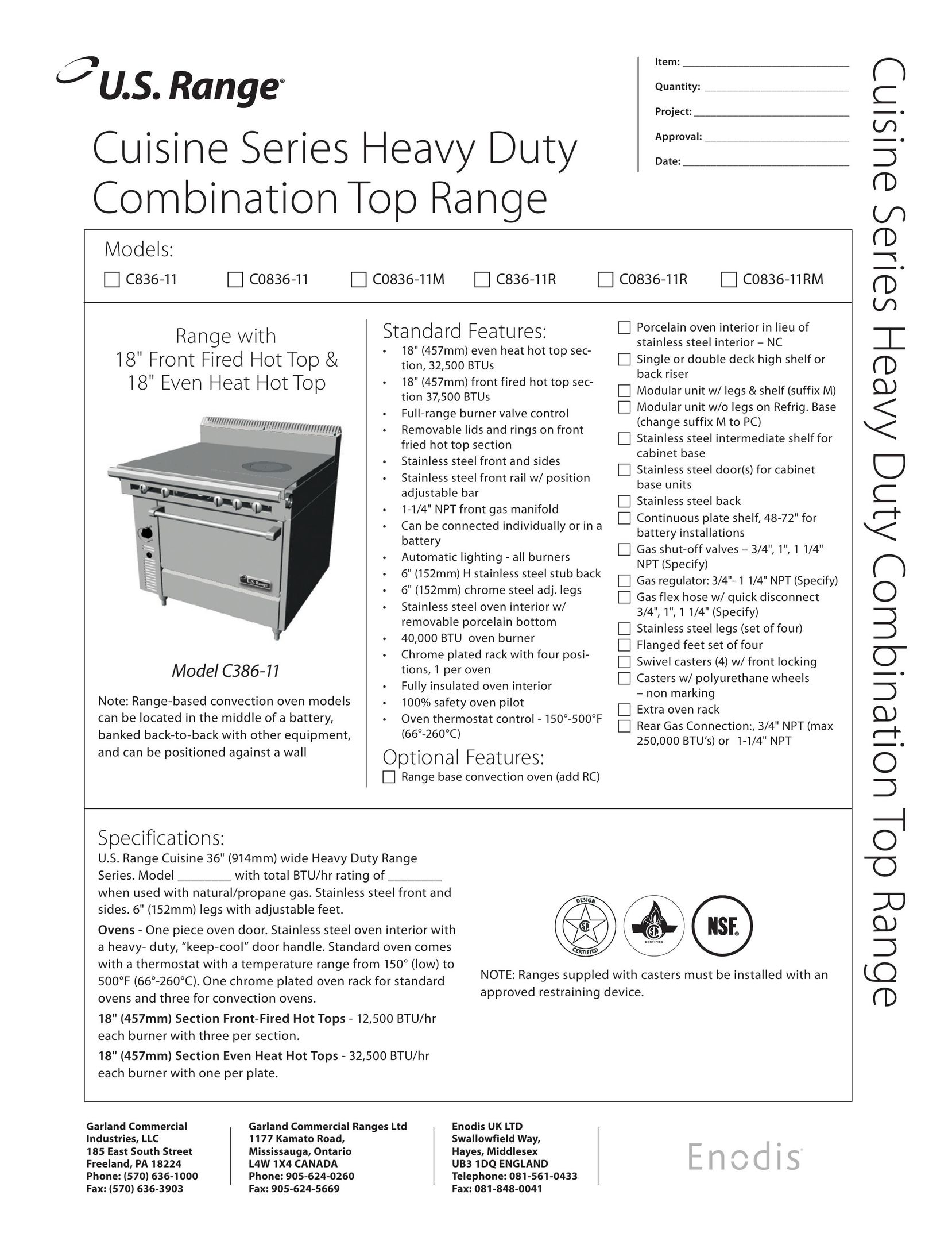 Garland C0836-11M Range User Manual