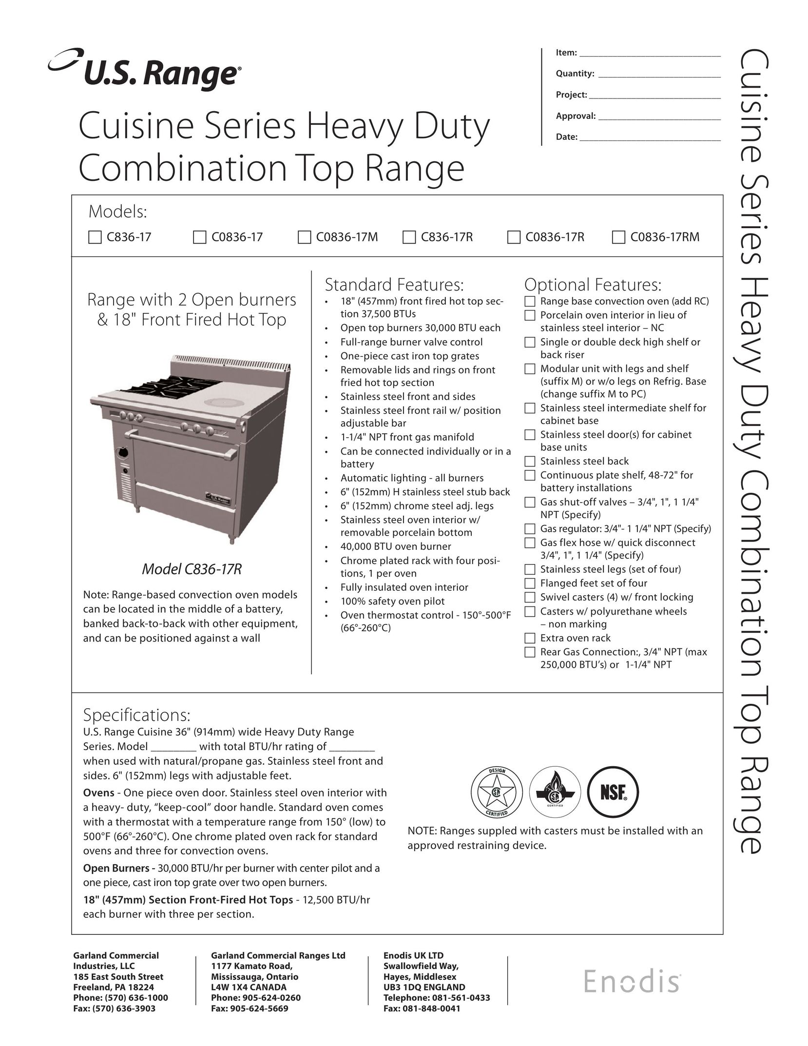 Garland C0836-17 Range User Manual