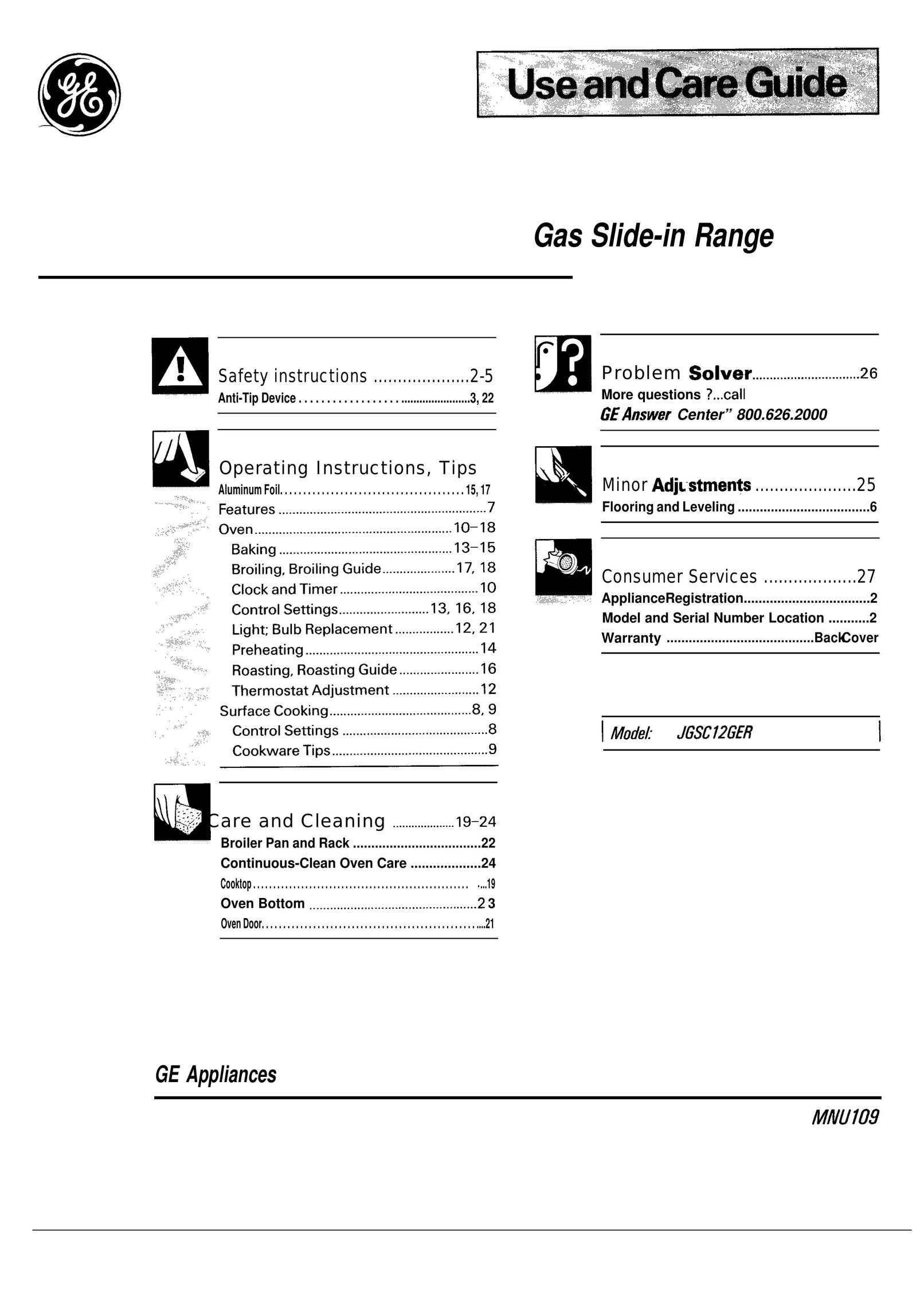GE 164 D2588P120 Range User Manual
