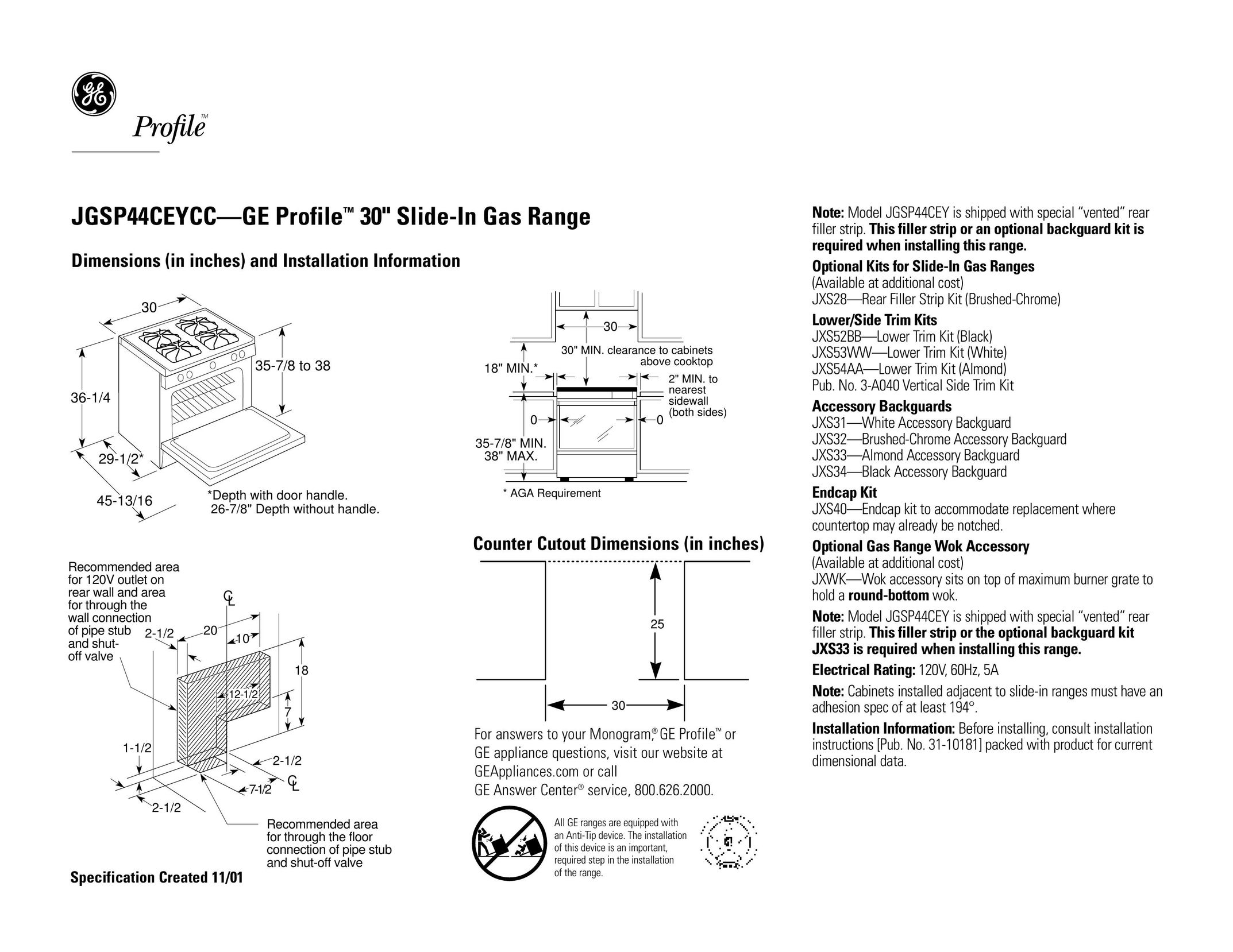 GE 31-10181 Range User Manual