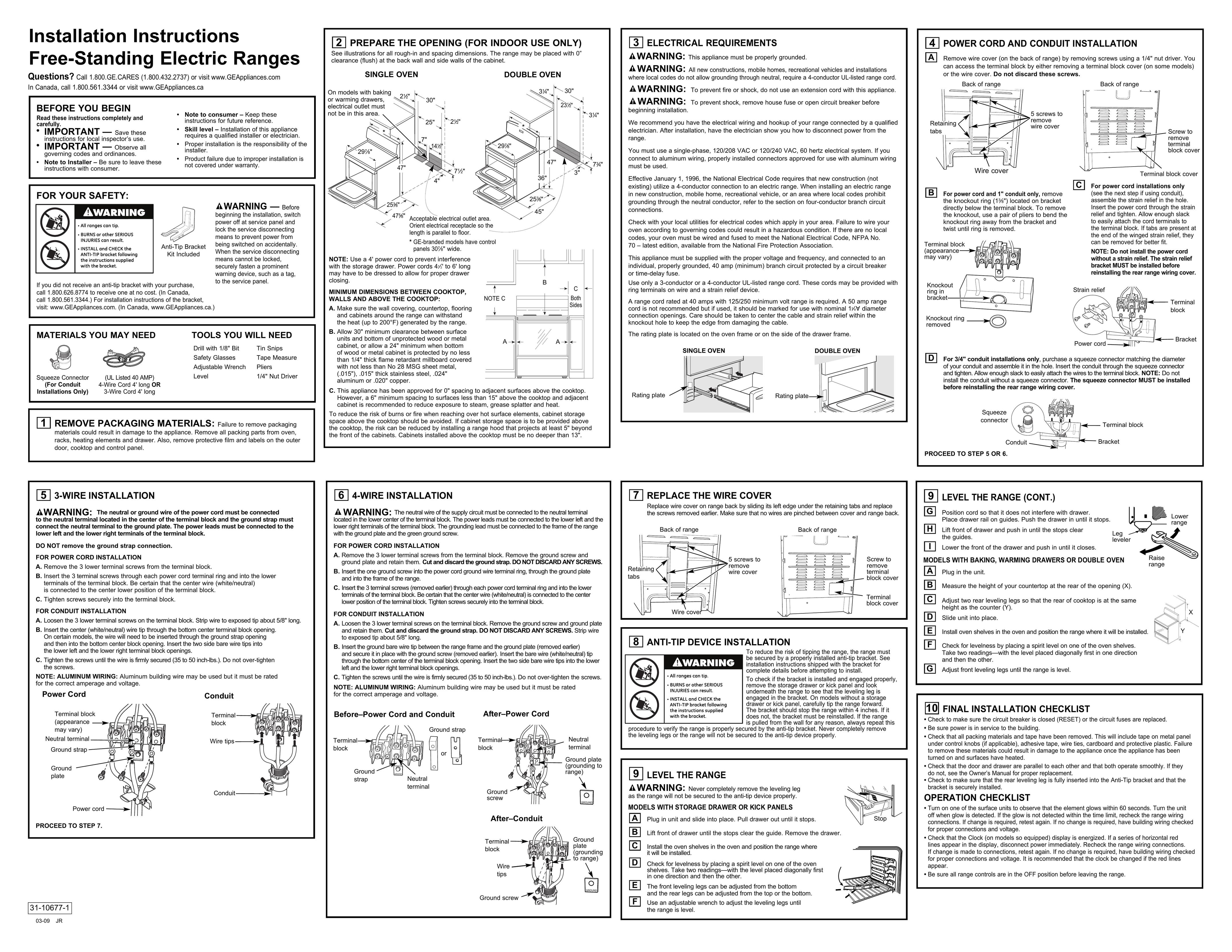GE 31-10677-1 Range User Manual