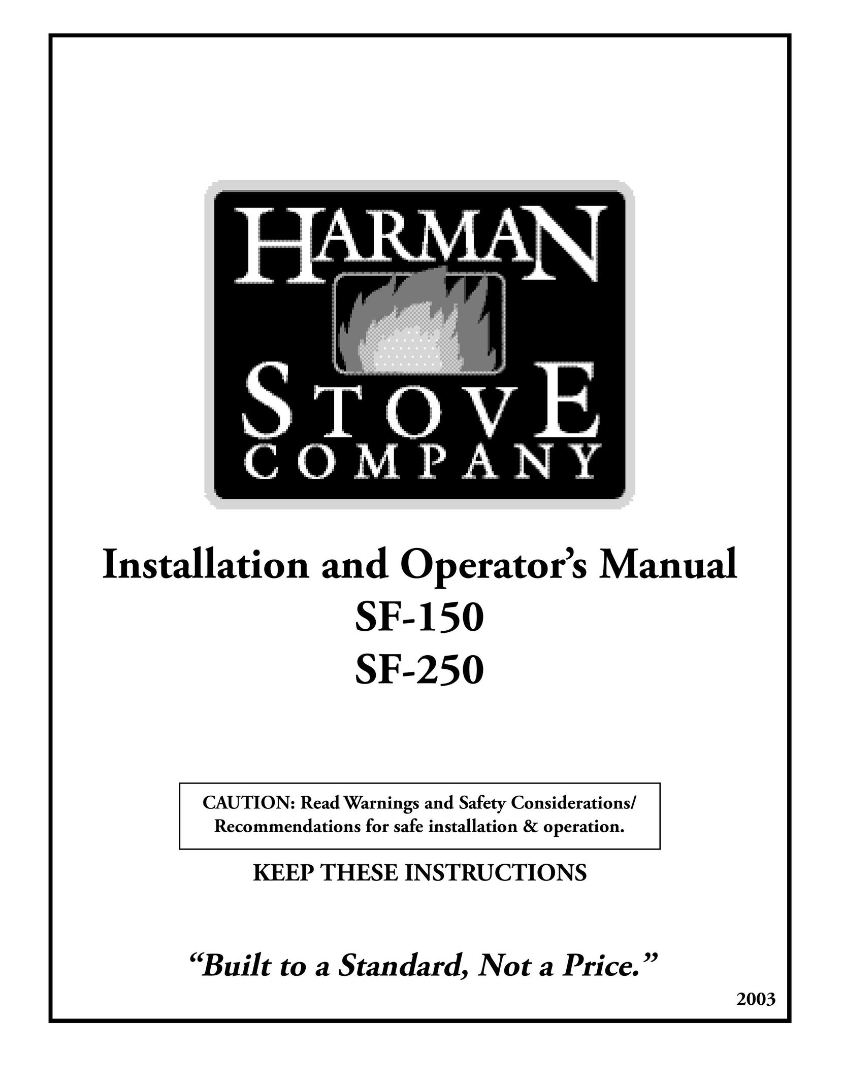 Harman Stove Company SF-150 SF-250 Range User Manual