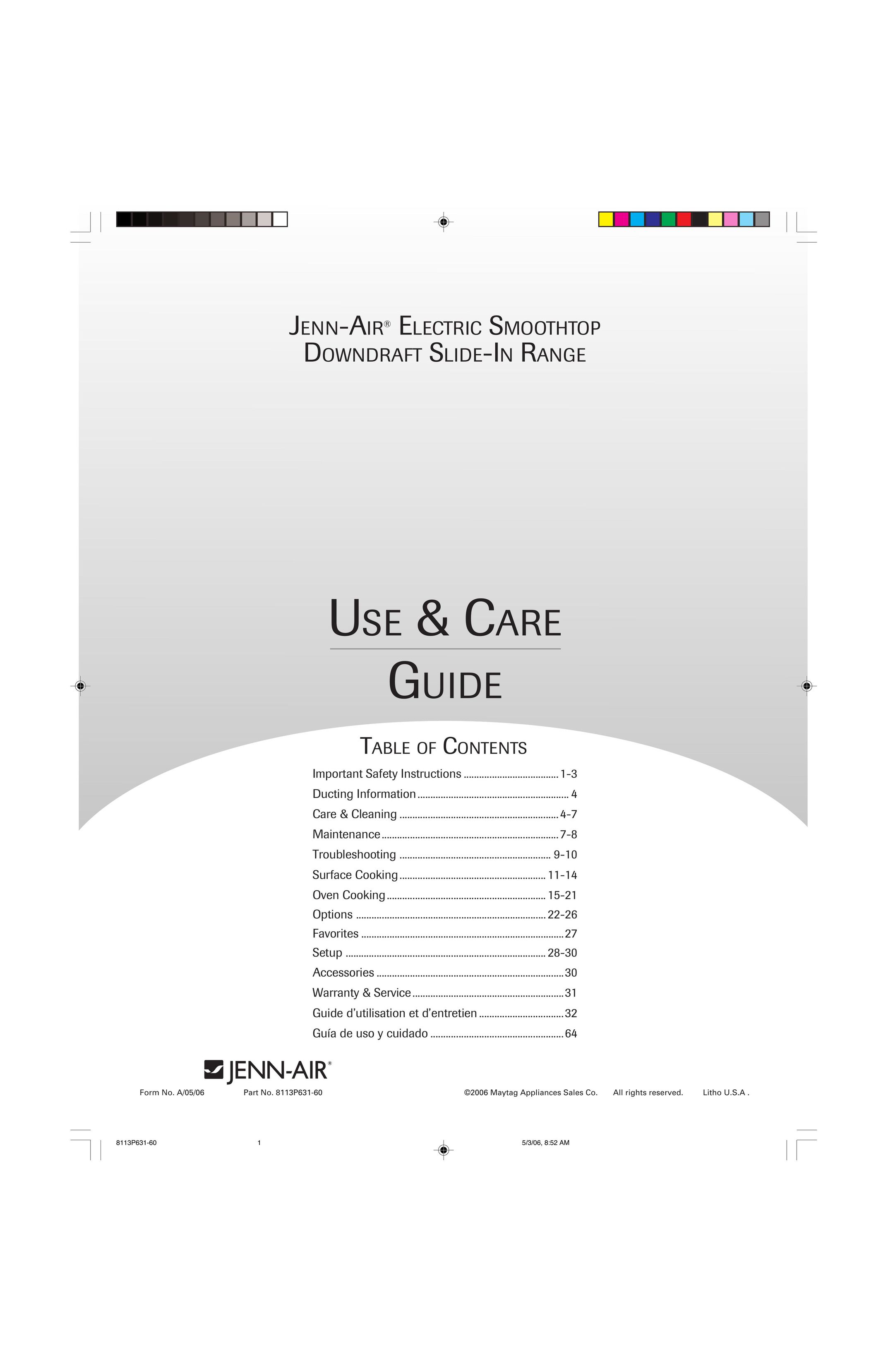 Jenn-Air ELECTRIC SMOOTHTOP DOWNDRAFT SLIDE-IN RANGE Range User Manual