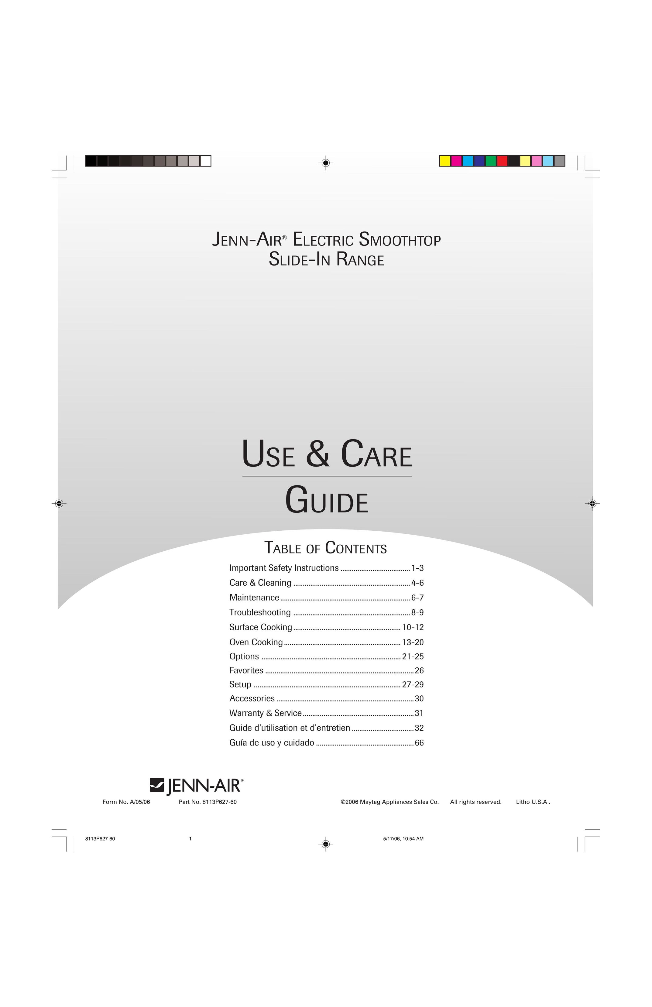 Jenn-Air ELECTRIC SMOOTHTOP SLIDE-IN RANGE Range User Manual