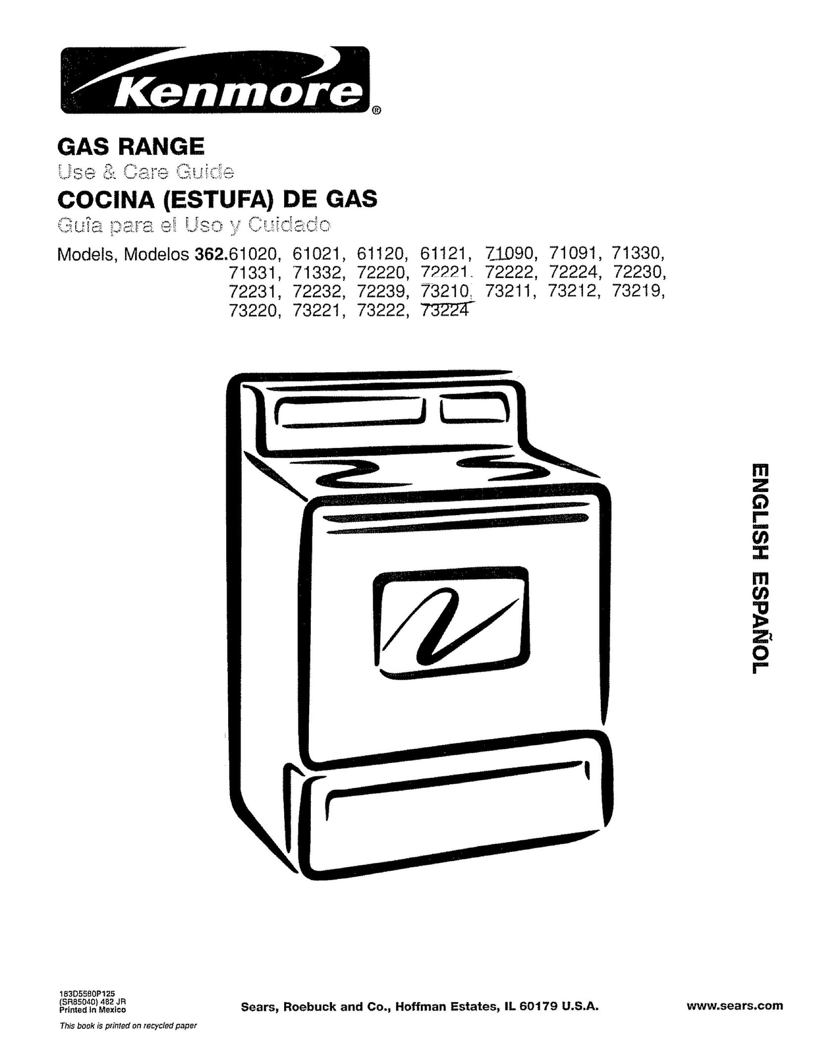 Kenmore 362.61021 Range User Manual
