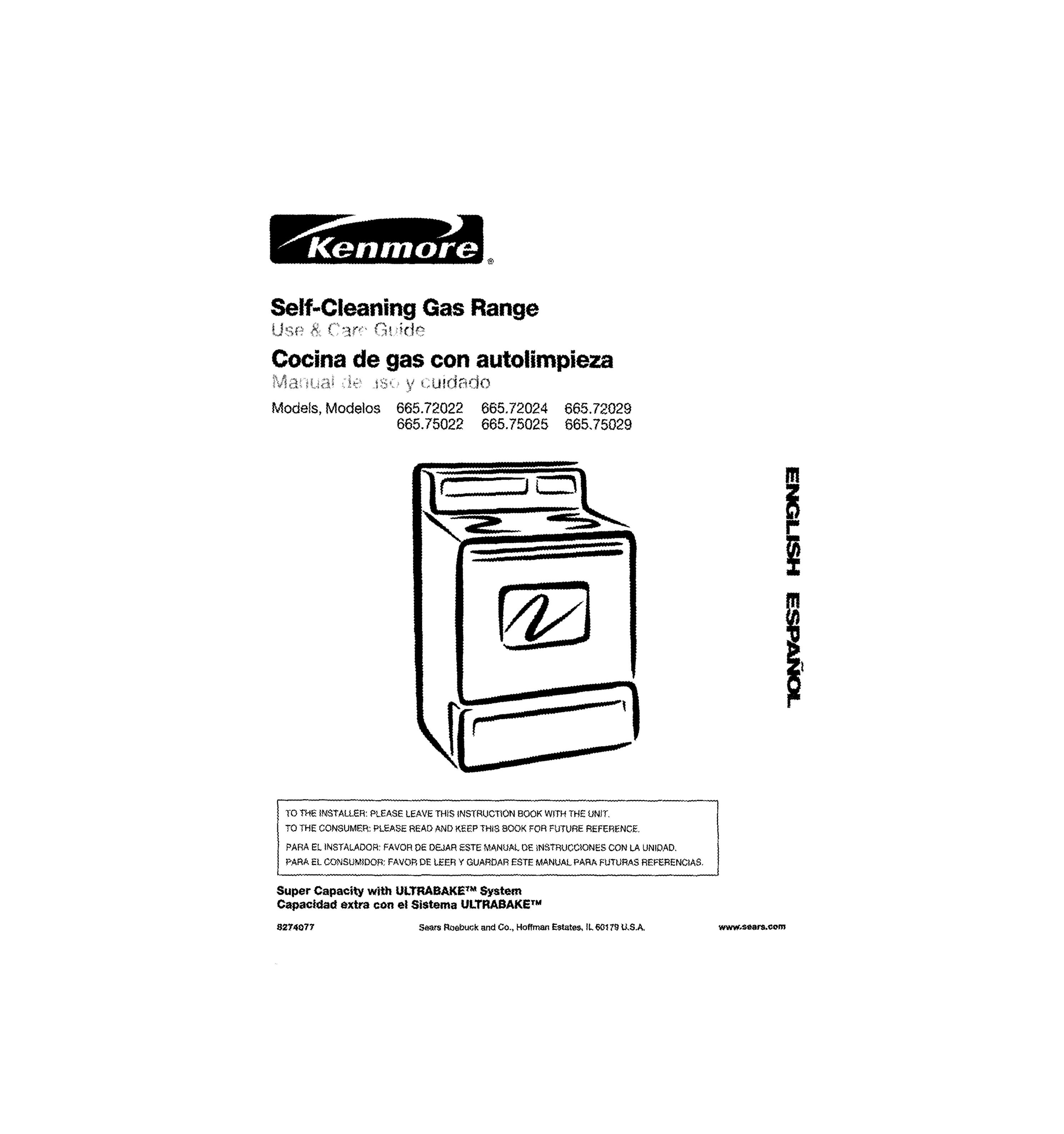 Kenmore 665.72022 Range User Manual