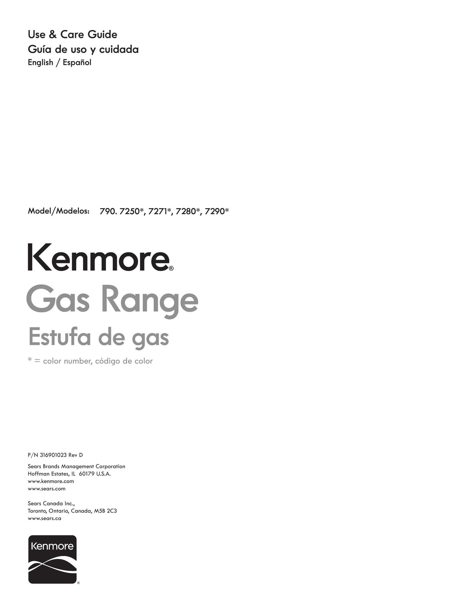 Kenmore 7280 Range User Manual