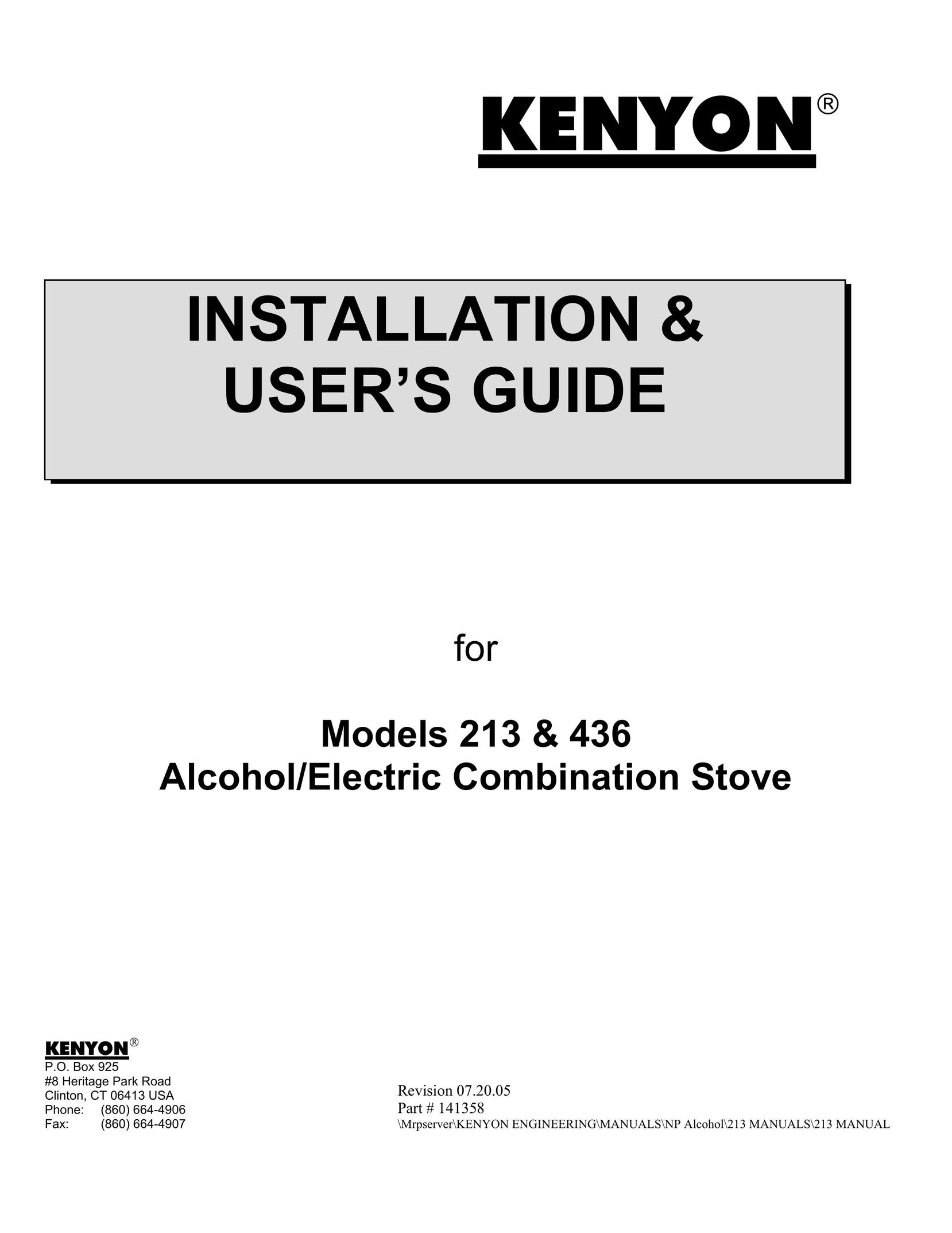 Kenyon 213 Range User Manual