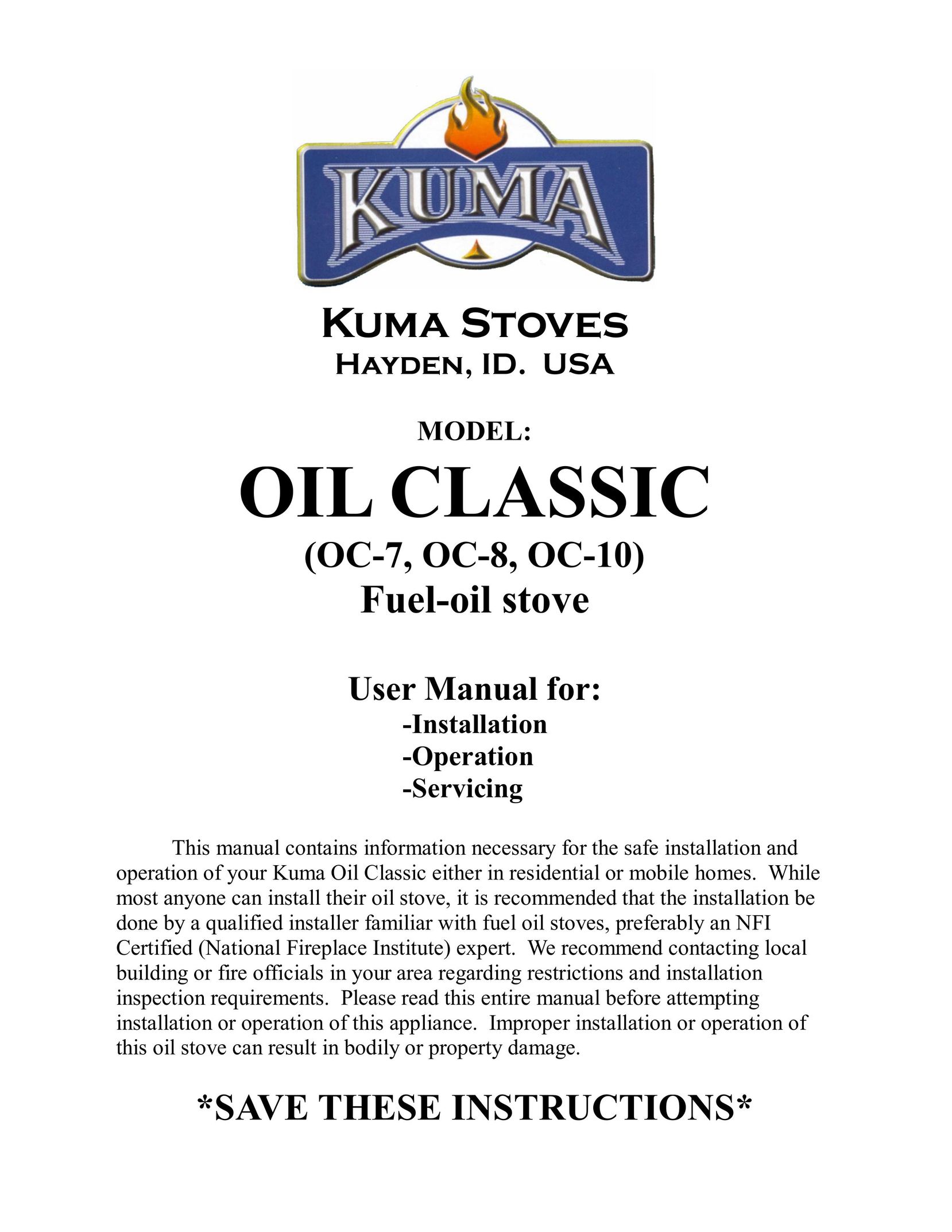 Kuma Stoves OC-10 Range User Manual