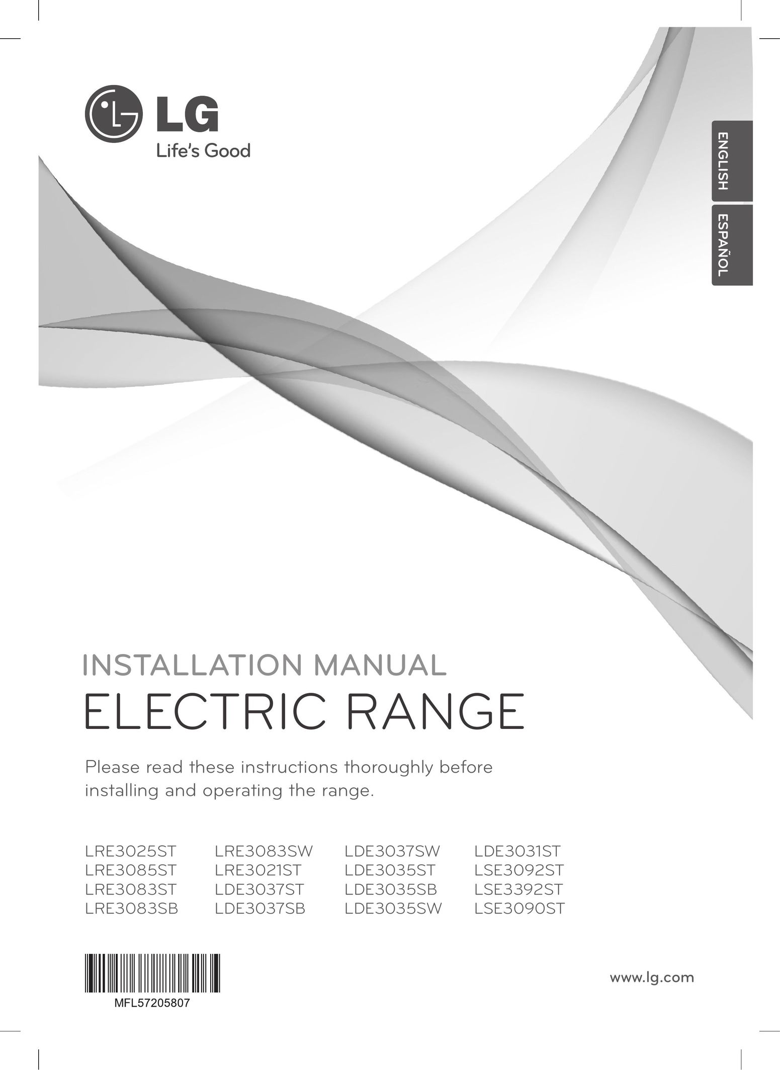 LG Electronics LDE3031ST Range User Manual