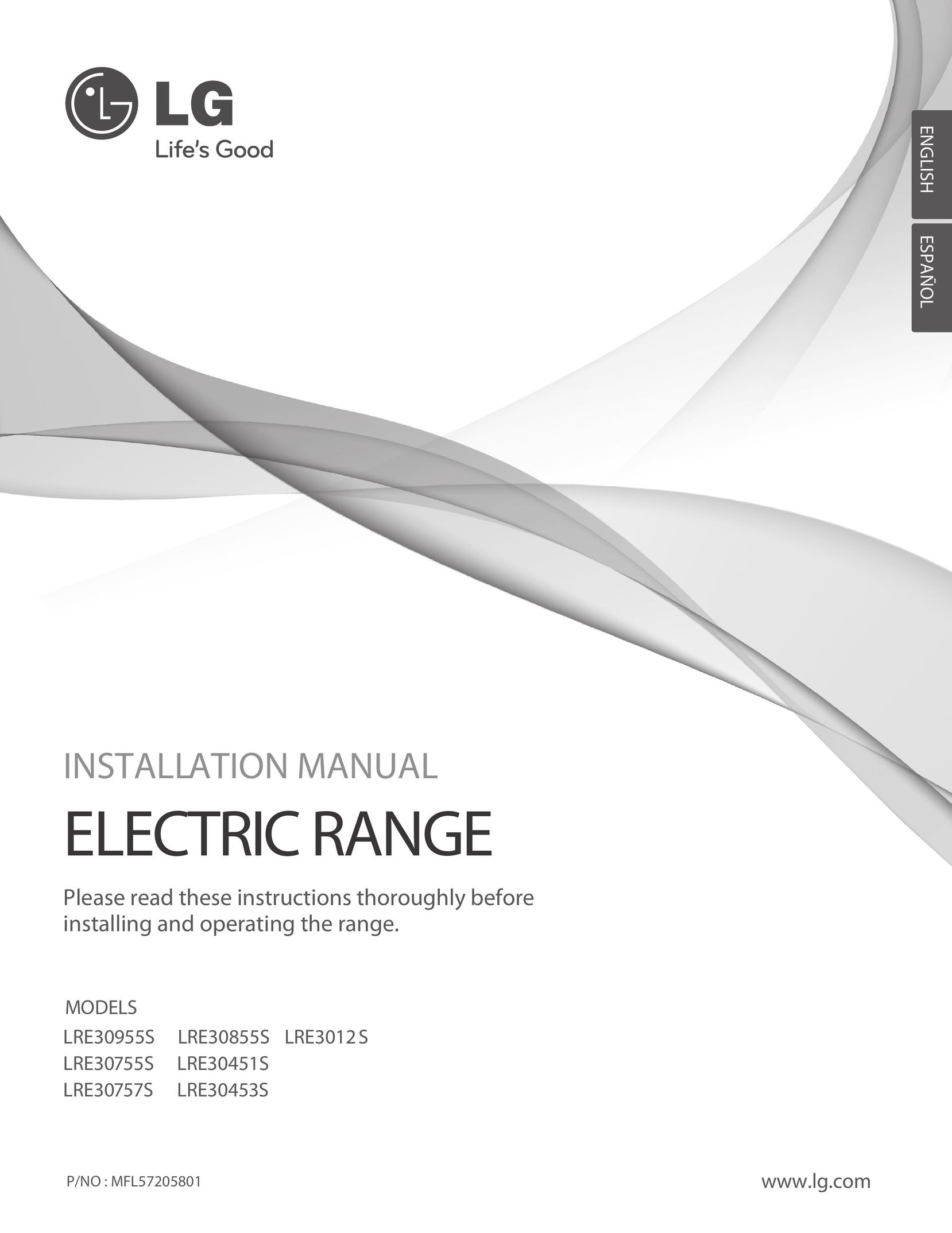 LG Electronics LRE30453S Range User Manual