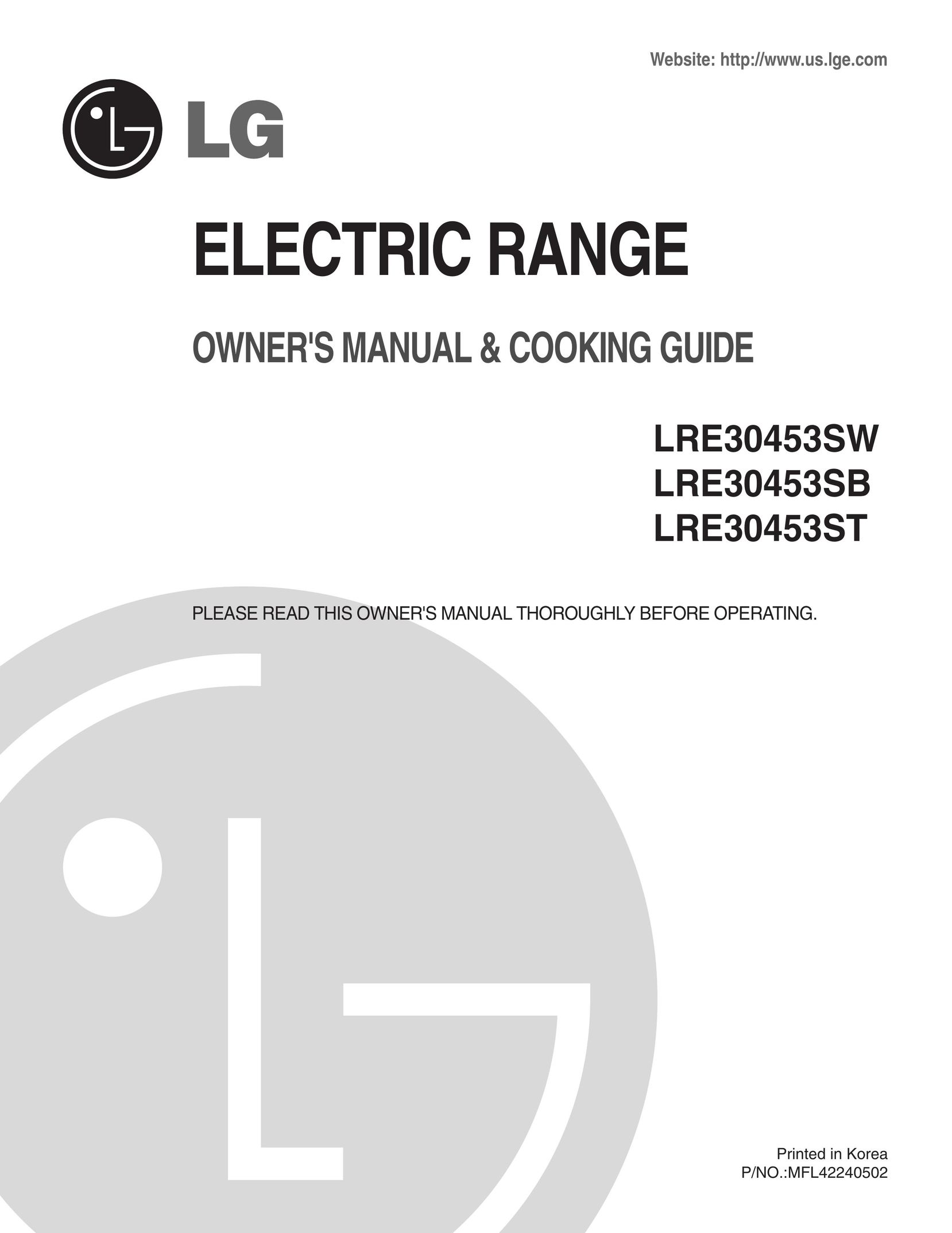 LG Electronics LRE30453SB Range User Manual
