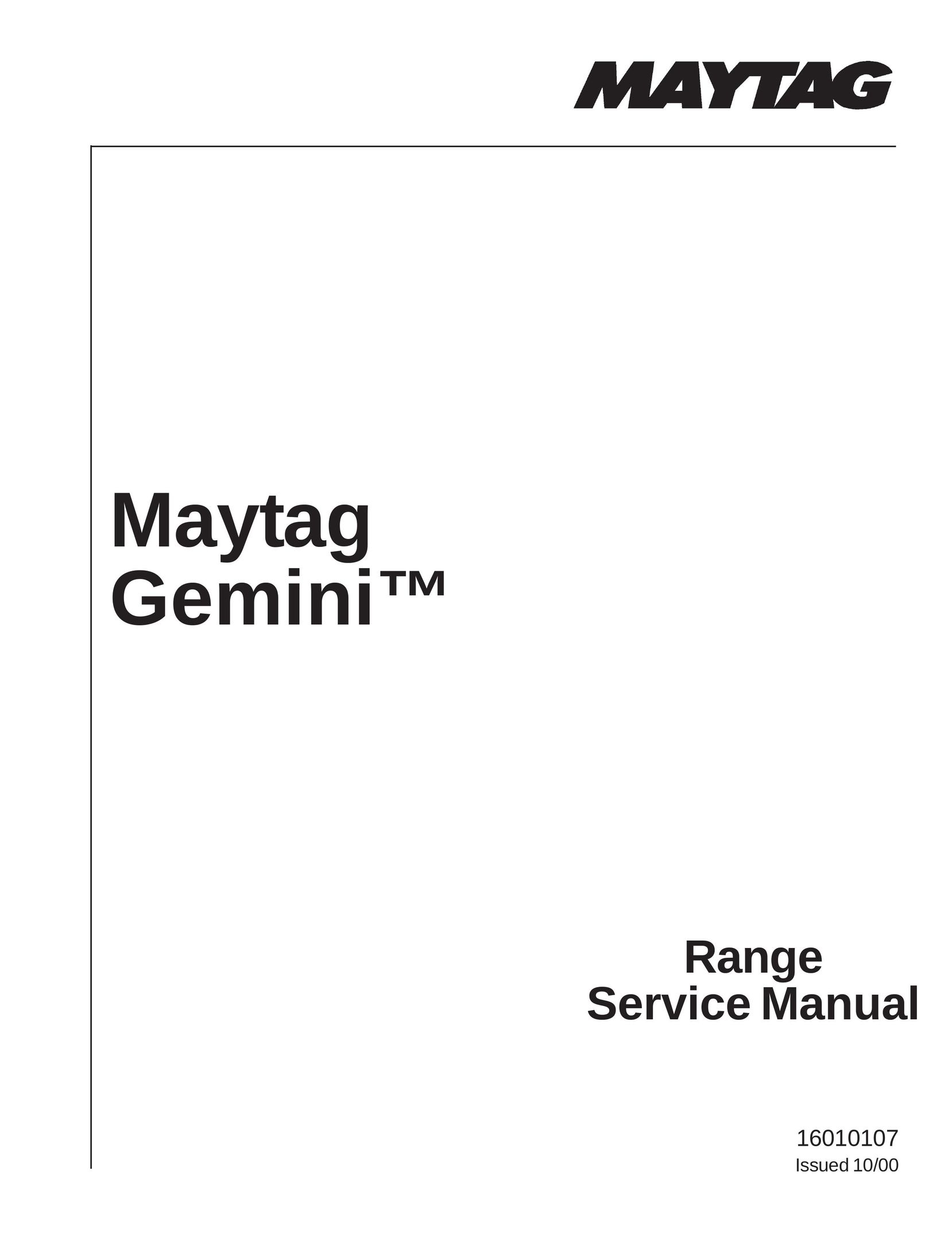 Maytag 16010107 Range User Manual