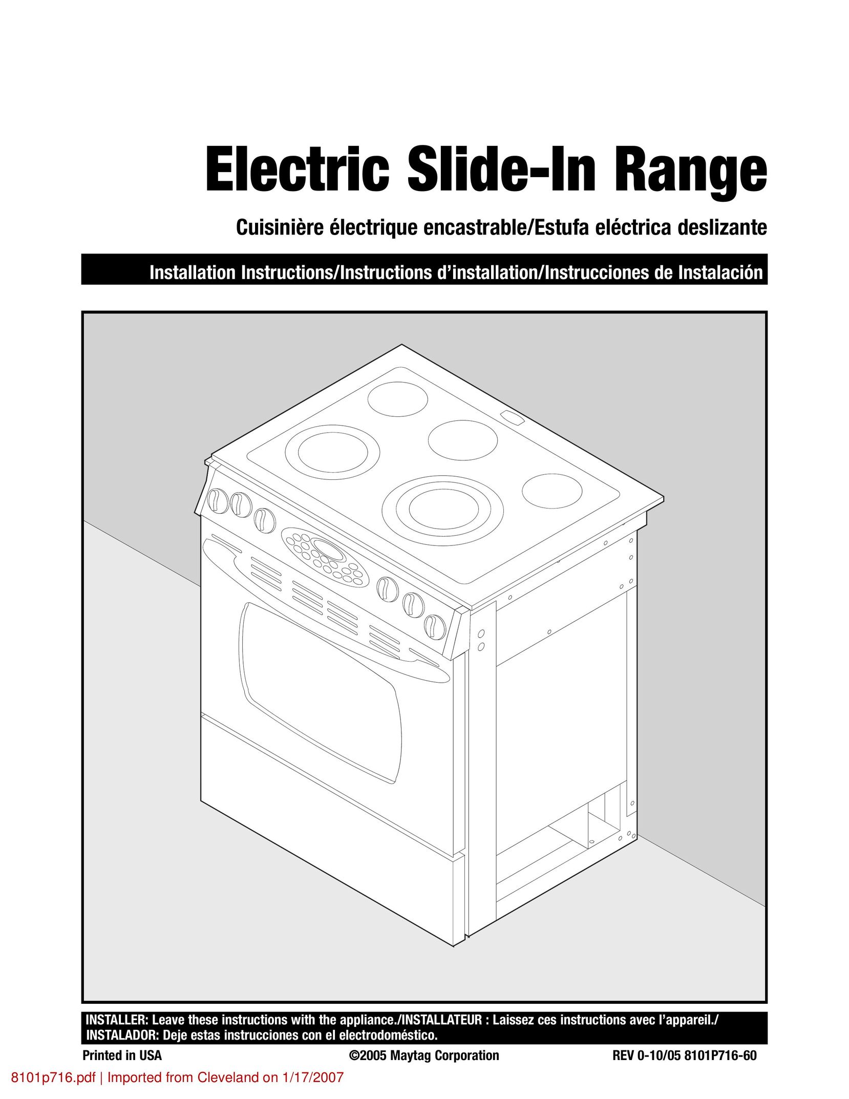 Maytag 8101P716-60 Range User Manual