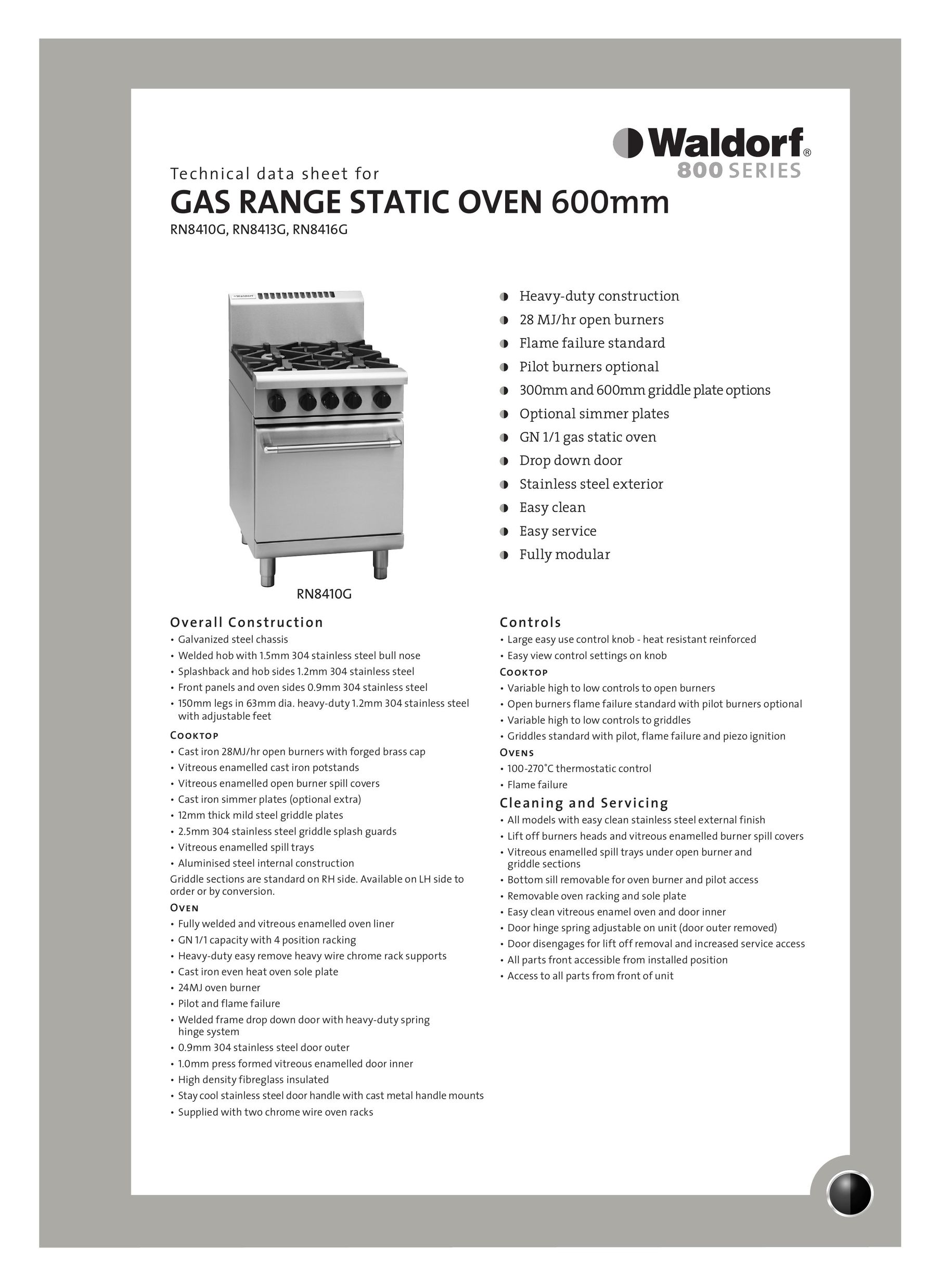 Moffat RN8416G Range User Manual