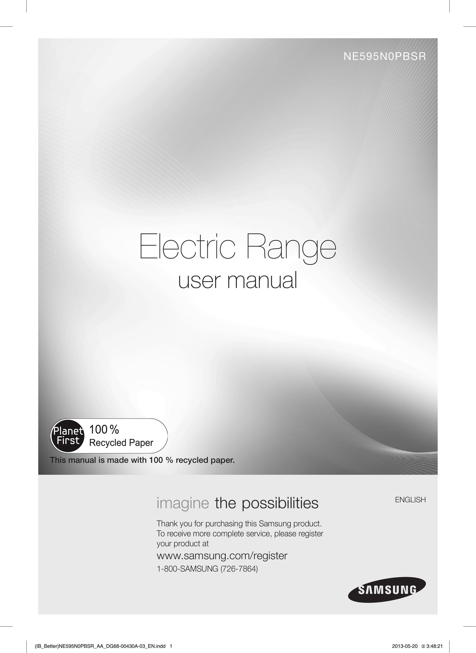 Samsung NE595N0PBSRAA Range User Manual